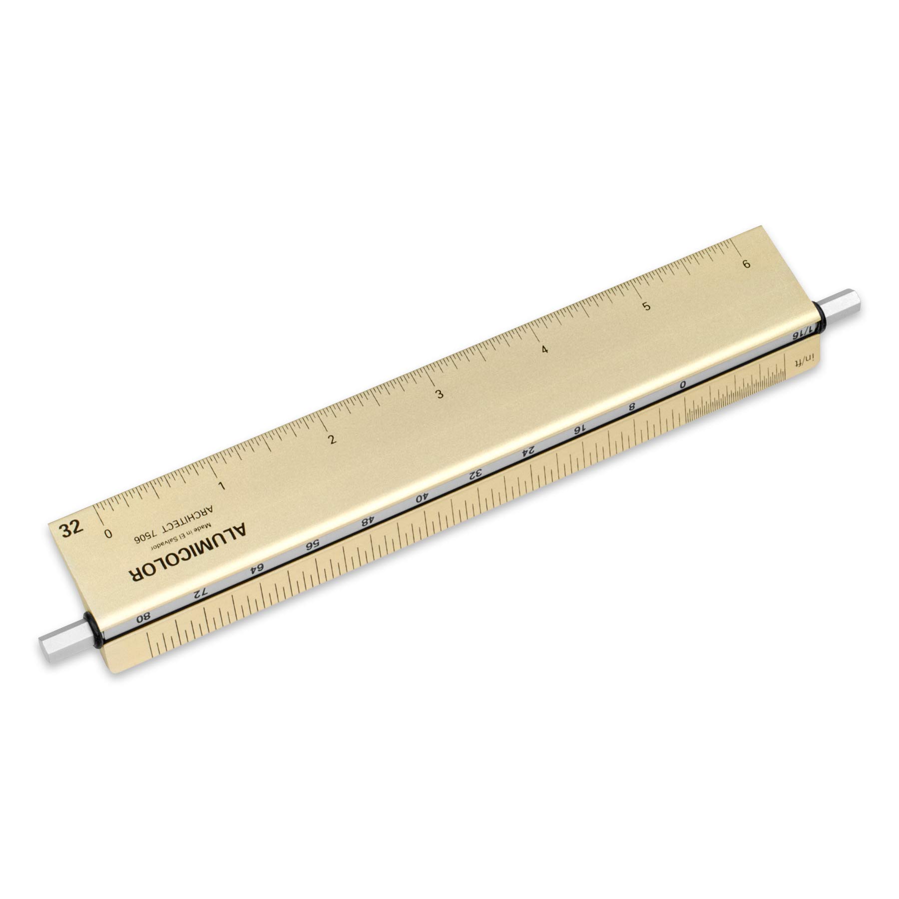 Alumicolor Select-a-Scale 6-Inch Gold Architect Drafting Ruler with Rotating Calibration Rod - Professional Architectural Drawing Tool for Blueprints, Engineering & Technical Drafting