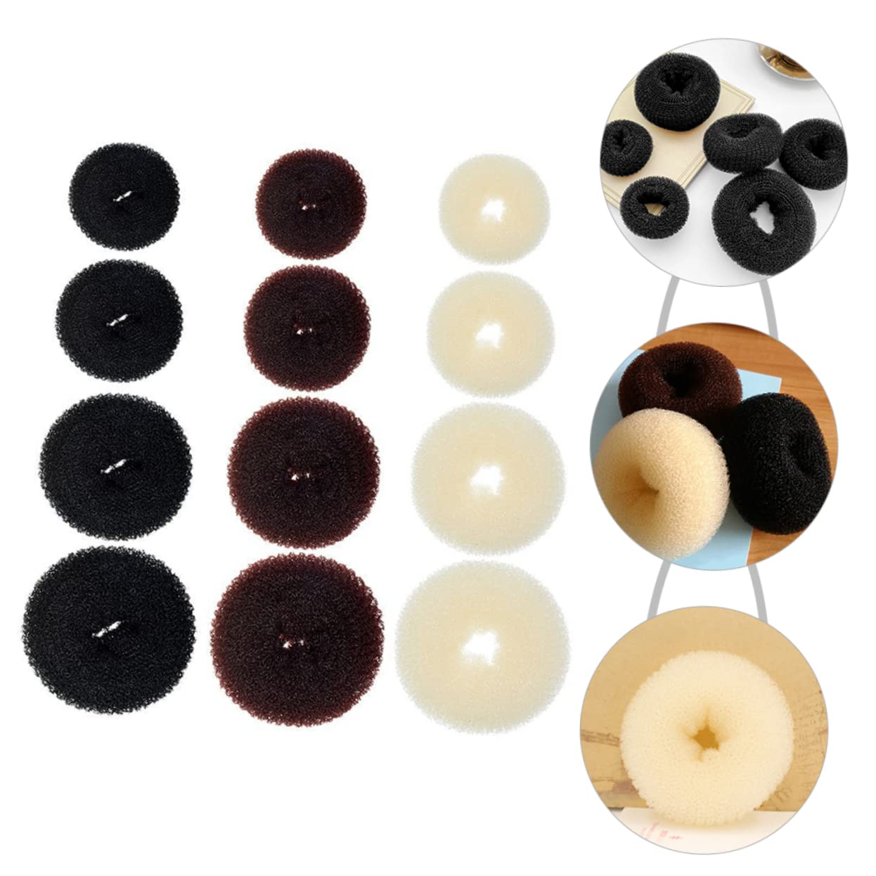 FOMIYES 12-Piece Hair Bun Maker Set for Women - Hair Donut Rings & Bun Shapers - Perfect for Updos, Ponytails & Stylish Hairstyles (Great for Weddings, Parties & Everyday Use)