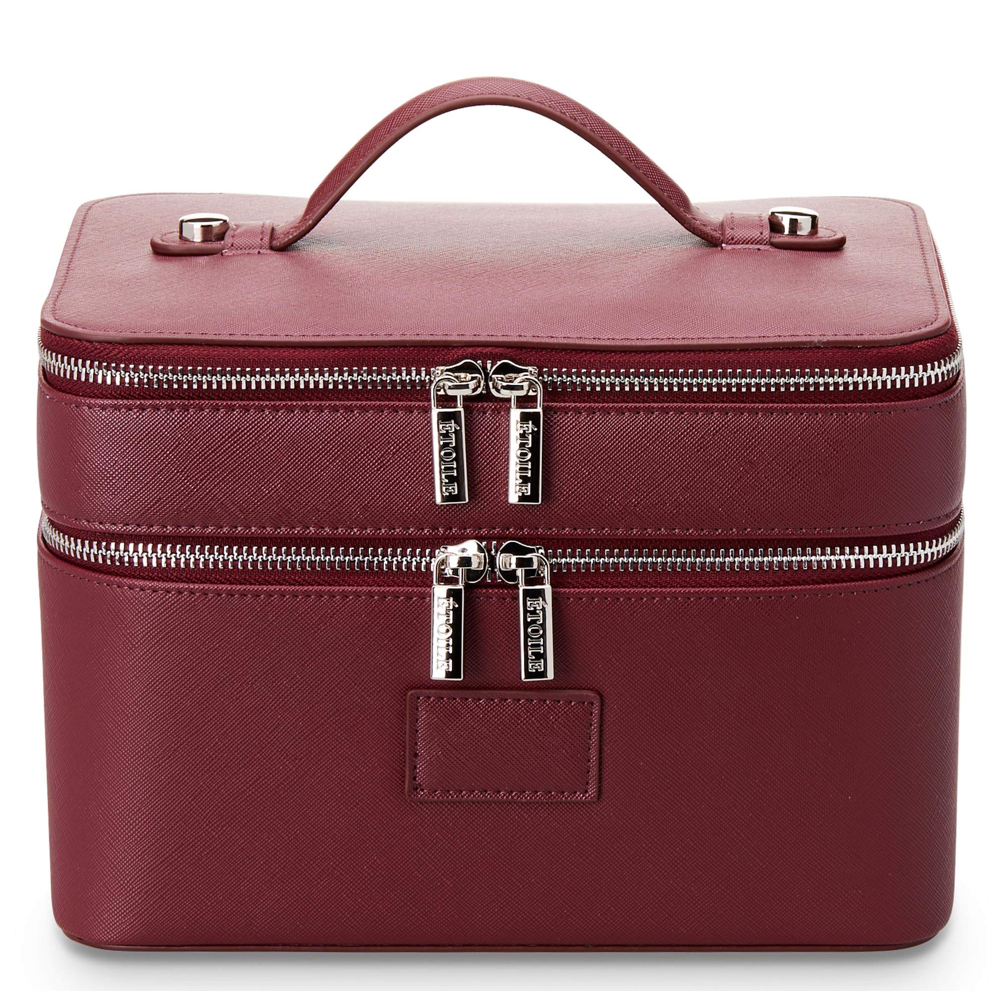 ETOILE Duo Vanity Case Burgundy - Large Travel Makeup Bag Organizer with Removable Divider & Mirror | Perfect for Cosmetics Storage & On-the-Go Beauty Essentials