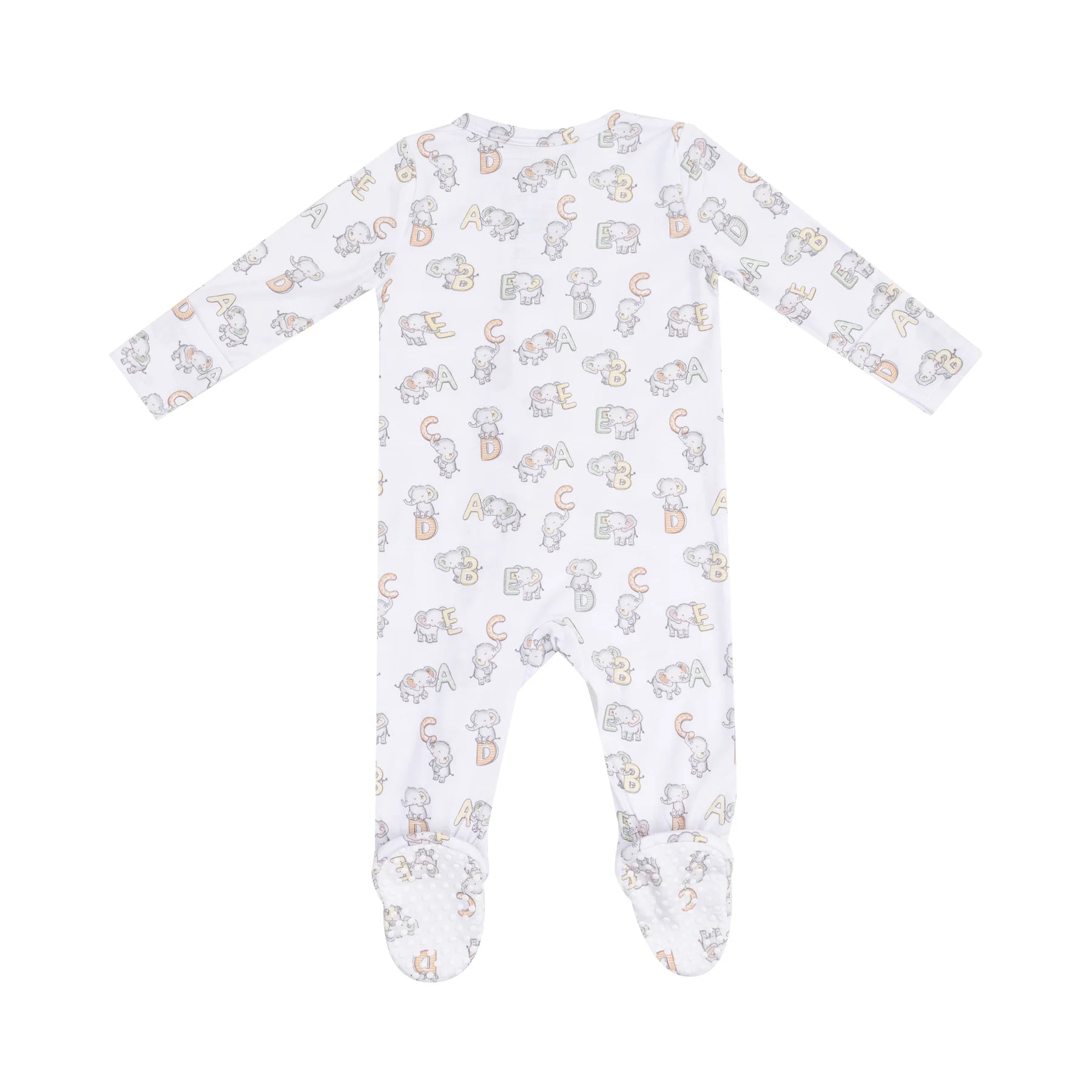 Vintage Elephant ABC Footie Pajamas for Baby Boys & Girls - Soft Cotton Sleepwear with Non-Slip Soles for Nursery, Playtime & Bedtime