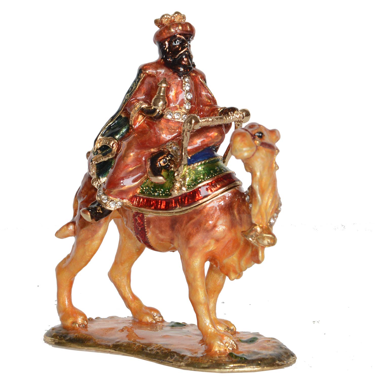 Hand-Painted King Trinket Jewelry Box with Hinged Lid - Ring & Earring Organizer - Decorative Collectible Figurine for Dresser, Vanity Table or Gift Giving