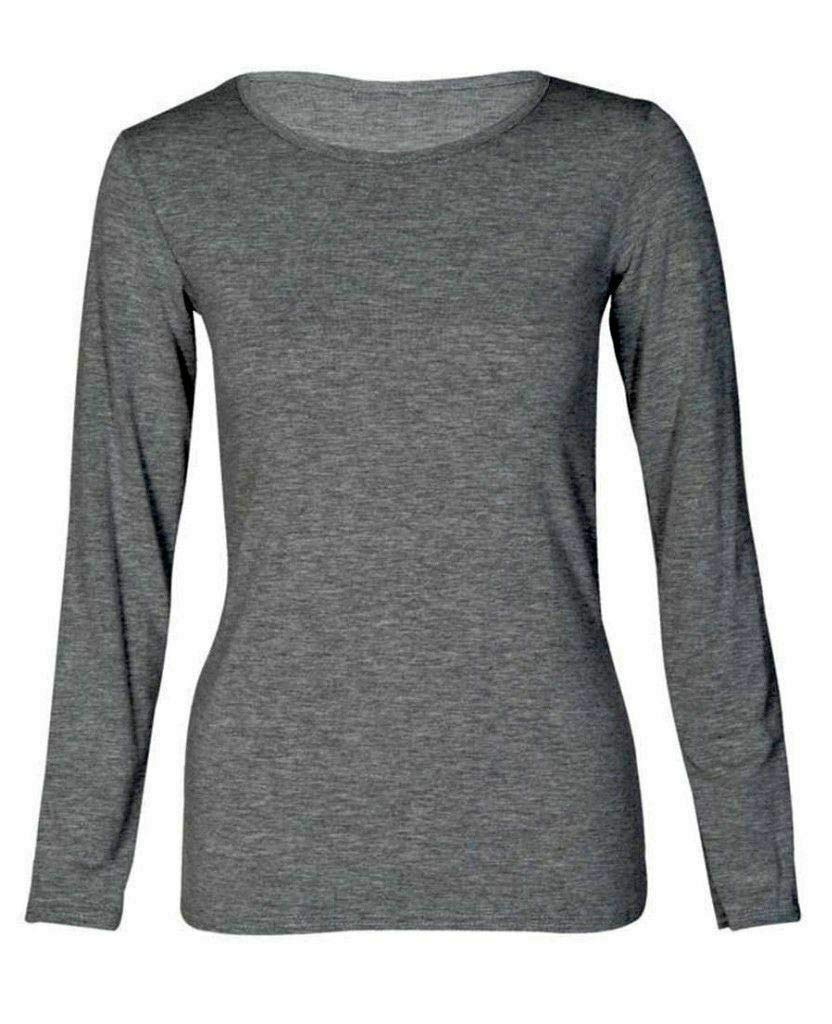 My Choice Stuff Women's Plain Long Sleeve Round Neck T-Shirt - Soft Stretchy Gym & Sports Top for Workouts, Yoga & Casual Wear
