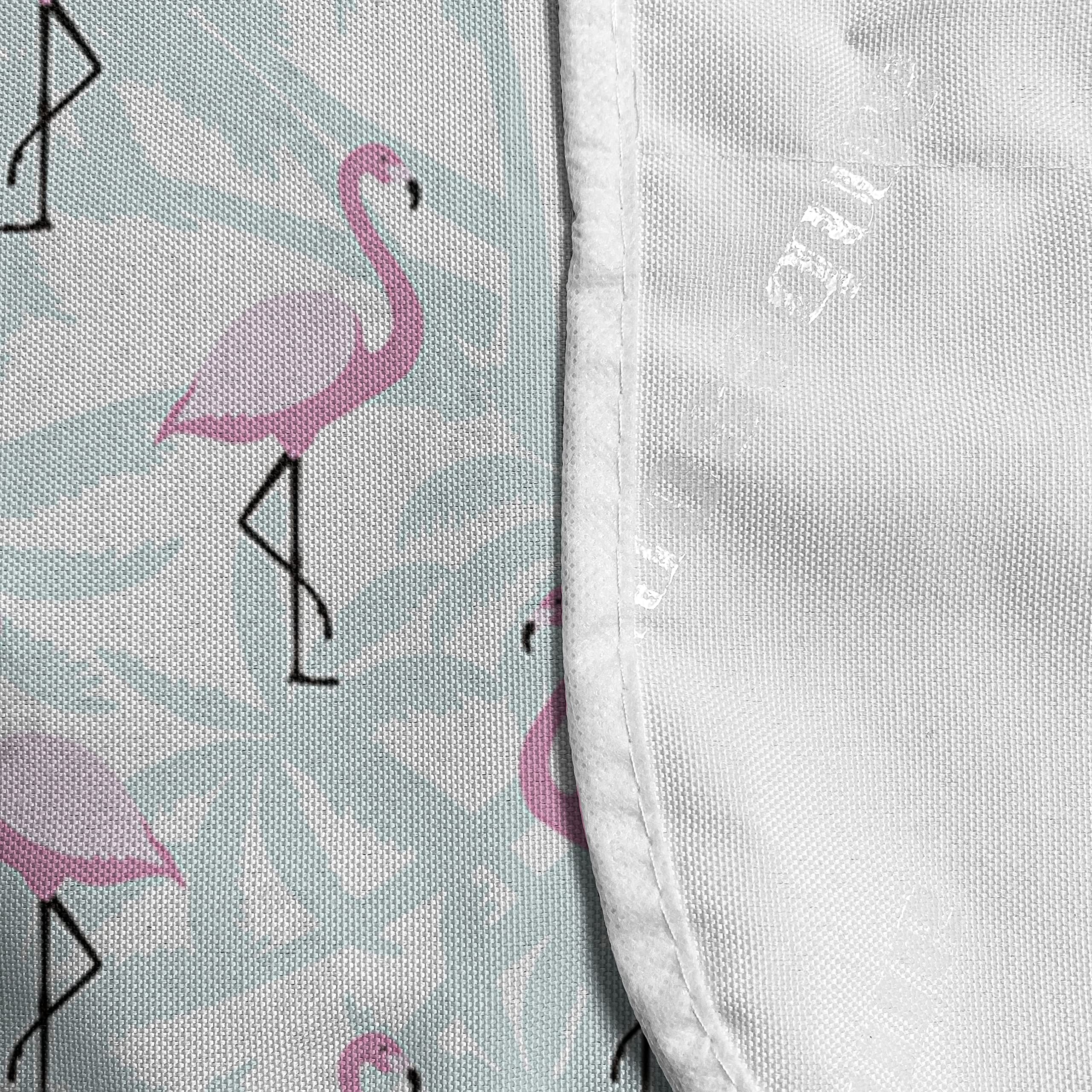 Ambesonne Flamingo Microwave Cover - Waterproof Kitchen Organizer with Pockets, 36x12 Inches, Mint Green & Pale Pink Retro Design with Coconut Palm Tree Silhouettes - Perfect for Microwave Protection & Kitchen Decor