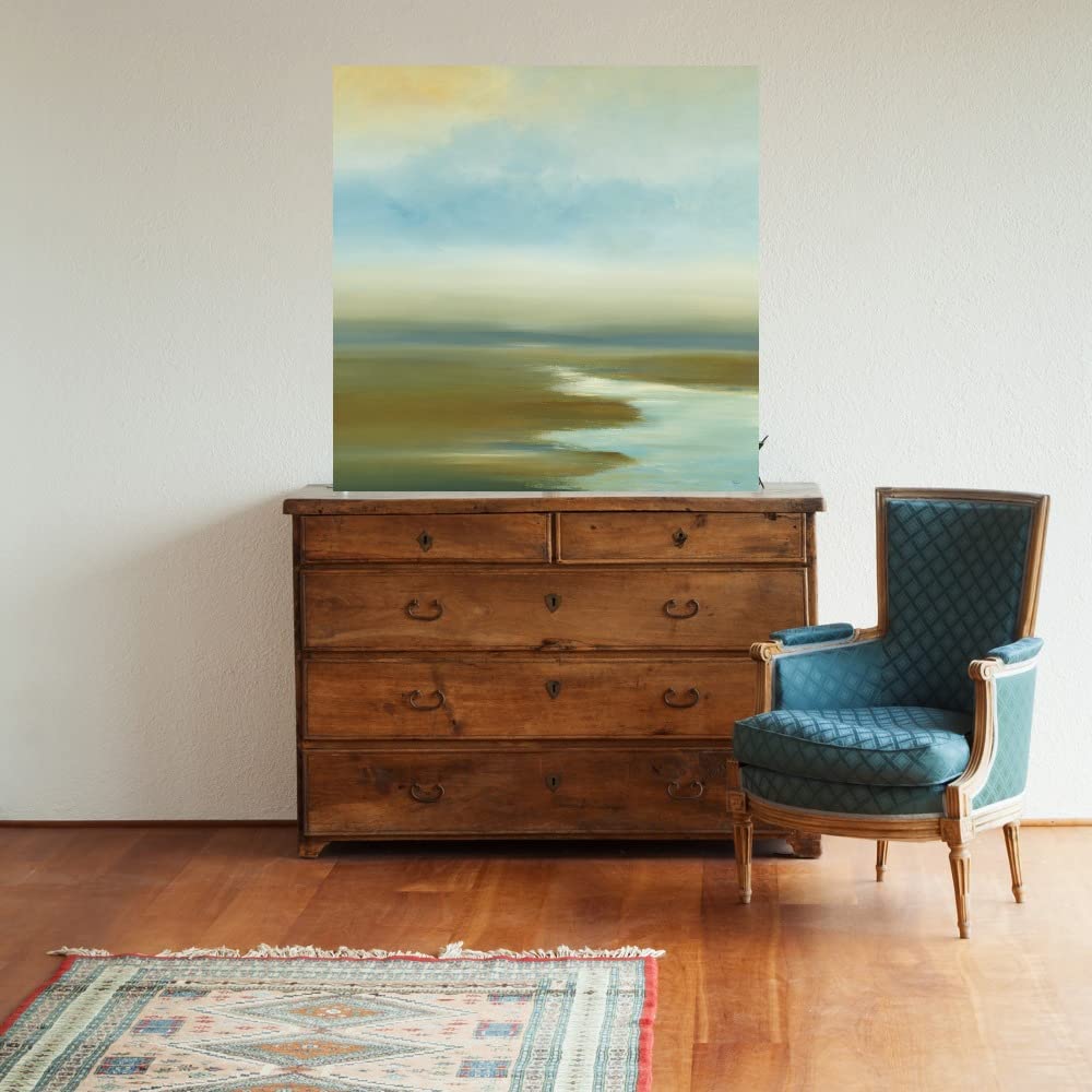 Hand-Painted Water Canvas Wall Art by Lisa Ridgers - 22x22 Inch Ready-to-Hang Fine Art Decor for Living Room, Bedroom, Office & More - Perfect for Home, Office & Commercial Spaces