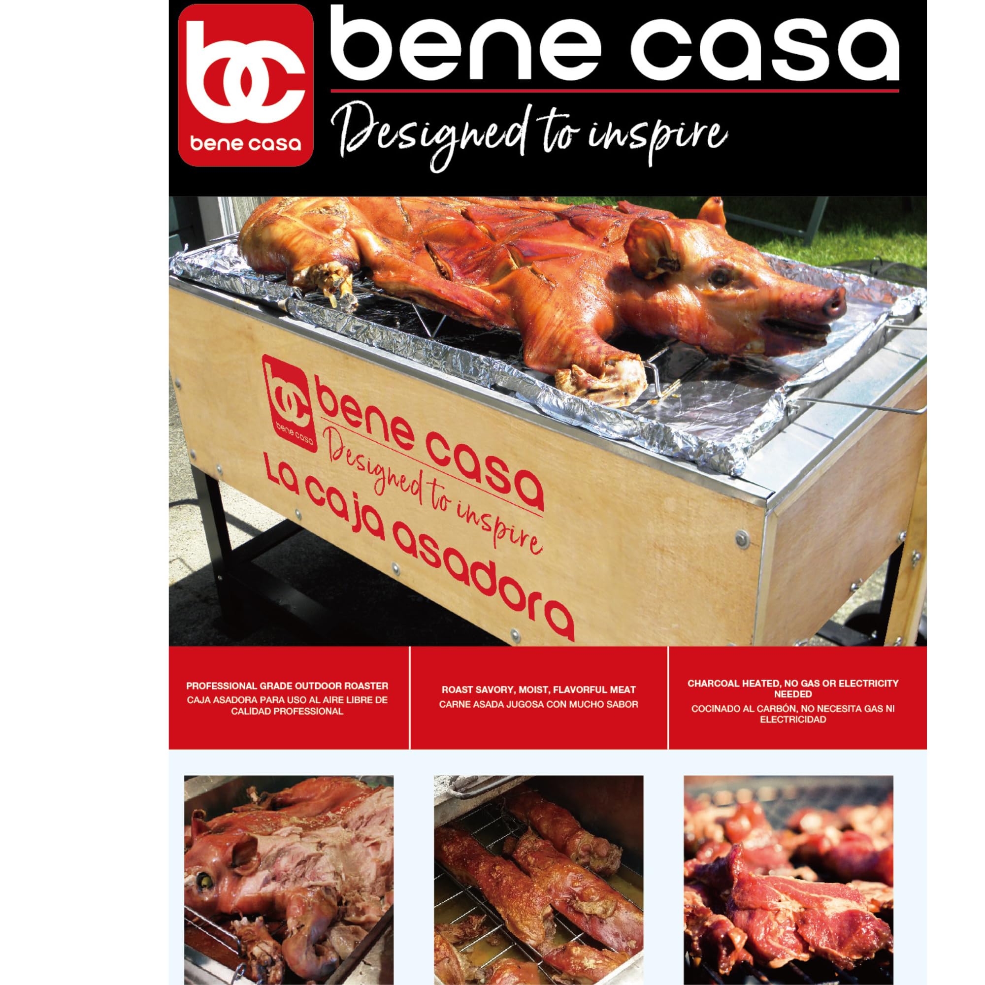 Bene Casa 70lb Capacity Portable Outdoor Roasting Box - Perfect for Camping, BBQ, Picnics & Backyard Cooking | Heavy-Duty Roaster for Chicken, Turkey & Meat