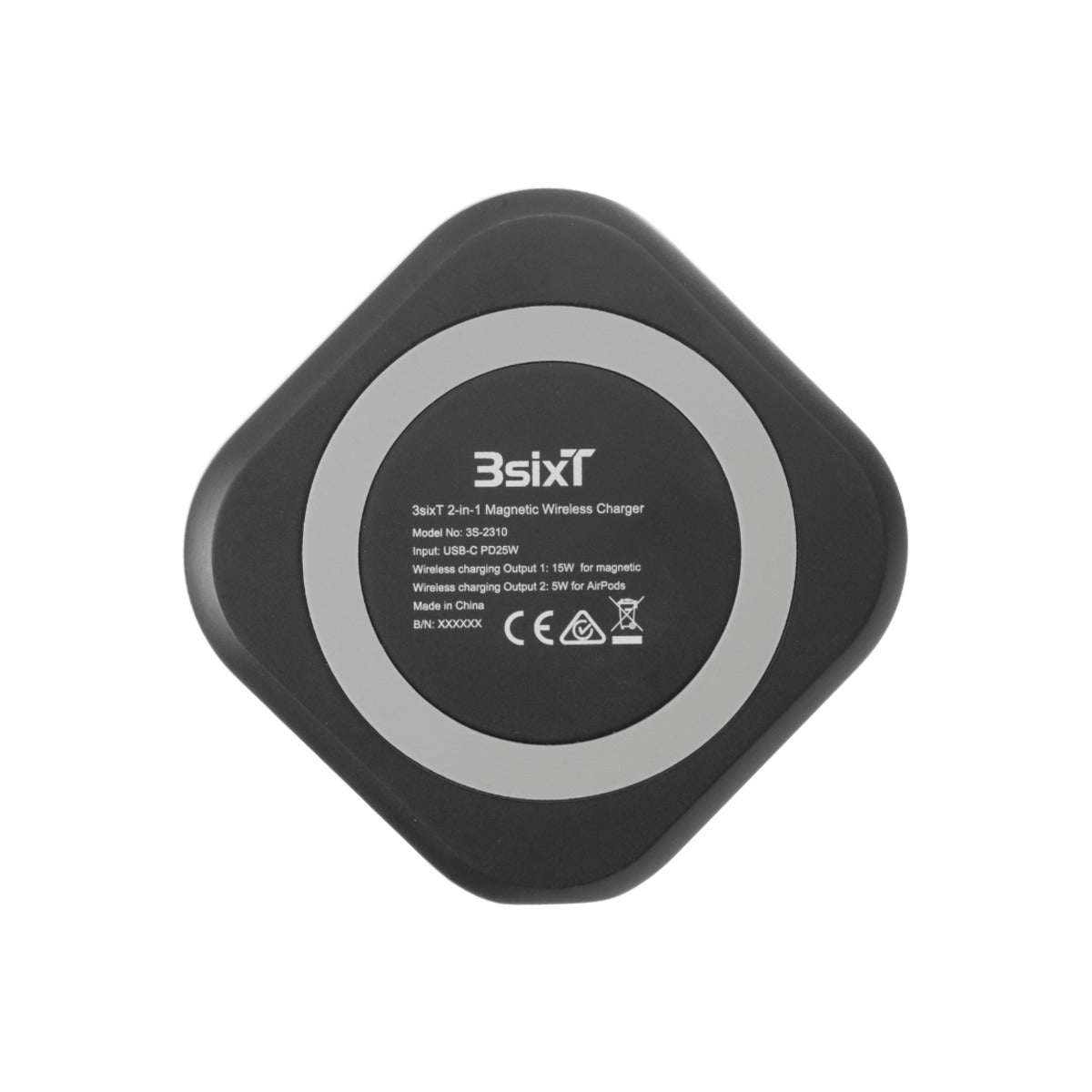 3sixT 2-in-1 Magnetic Wireless Charger Stand - Fast Charging for iPhone & Android - Perfect for Home, Office & Travel