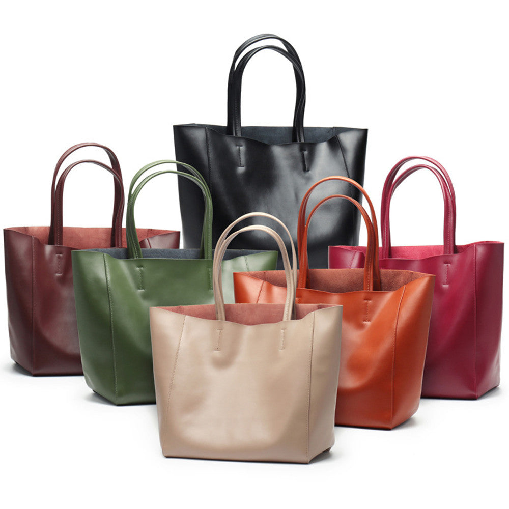 Premium Genuine Leather Large Capacity Tote Bag for Women - Stylish & Durable Shopping Shoulder Bag - Perfect for Work, Travel, and Everyday Use