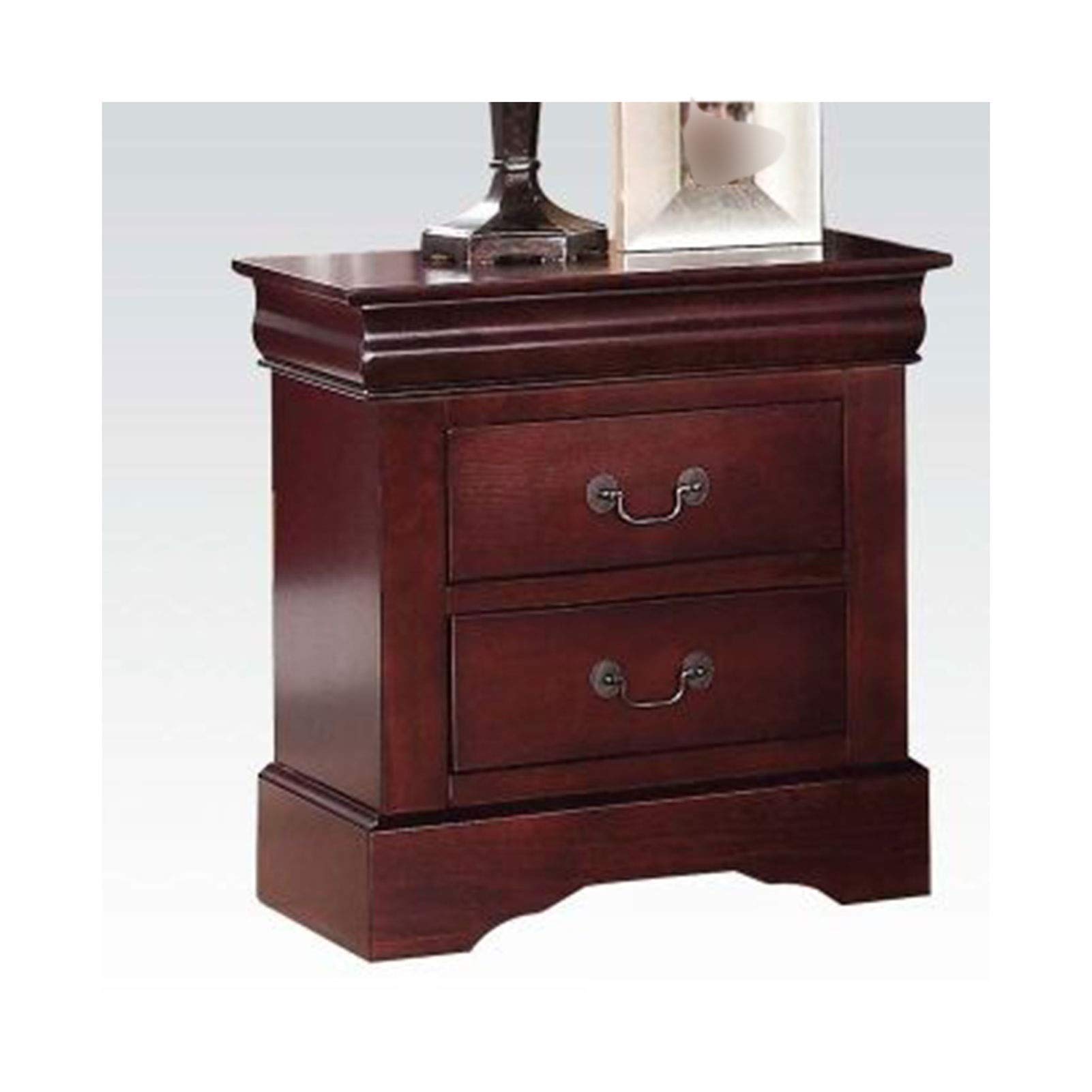 Cherry Wood Nightstand with Drawer - Modern Bedside Cabinet, End Table for Bedroom, Living Room - Perfect for Storage & Decor (Red)