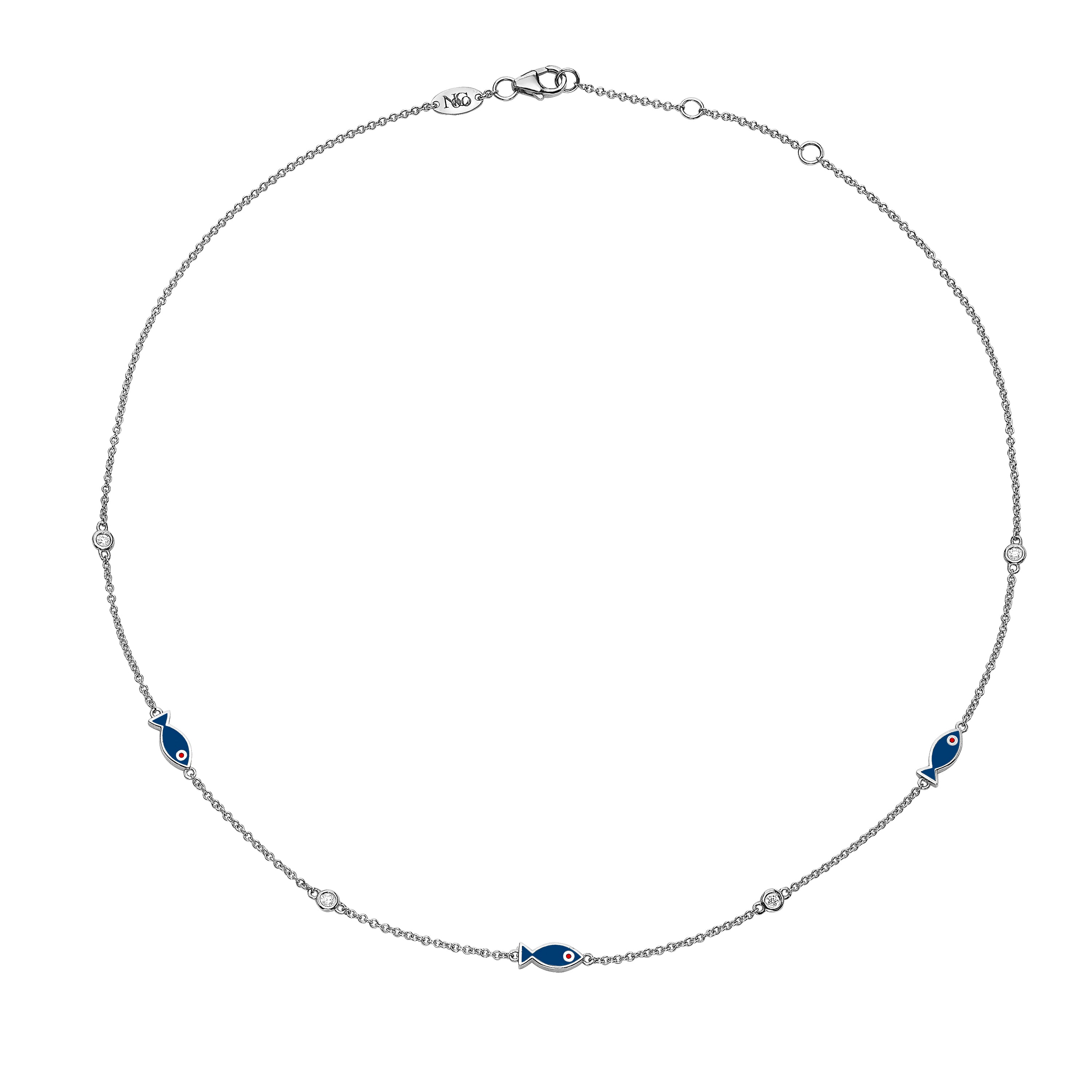 Elegant Dark Blue Fish Diamonds Necklace for Women - Perfect for Evening Parties, Weddings & Special Occasions
