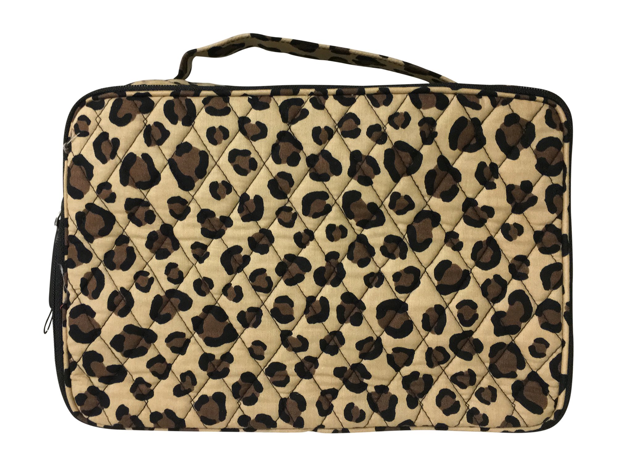 Vera Bradley Blush & Brush Makeup Case - Leopard Print with Solid Black Interior | Travel Cosmetic Organizer for Women | Perfect for Makeup Storage, Travel Essentials & On-the-Go Touch Ups