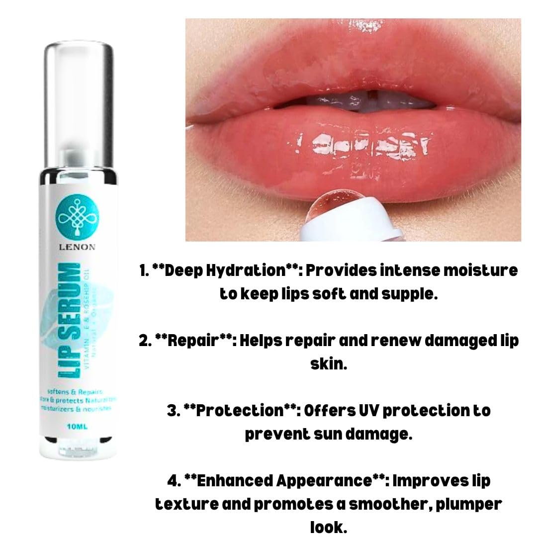 Lenon Vitamin E & Rosehip Oil Lip Serum Balm - Hydrating & Nourishing Treatment for Dry, Chapped Lips (Pack of 2) | Perfect for Winter Care & Daily Lip Moisturizing