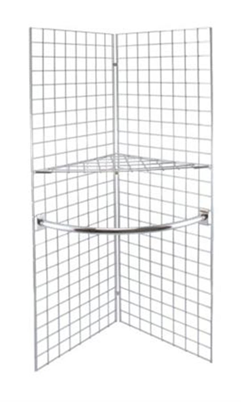 SSWBasics Chrome Wire Grid V Unit Display with Shelf & Hangrail - Portable Gridwall Panel Stand for Vendor Events & Retail Stores | Versatile Wall Shelf for Trade Shows, Boutiques & Home Organization