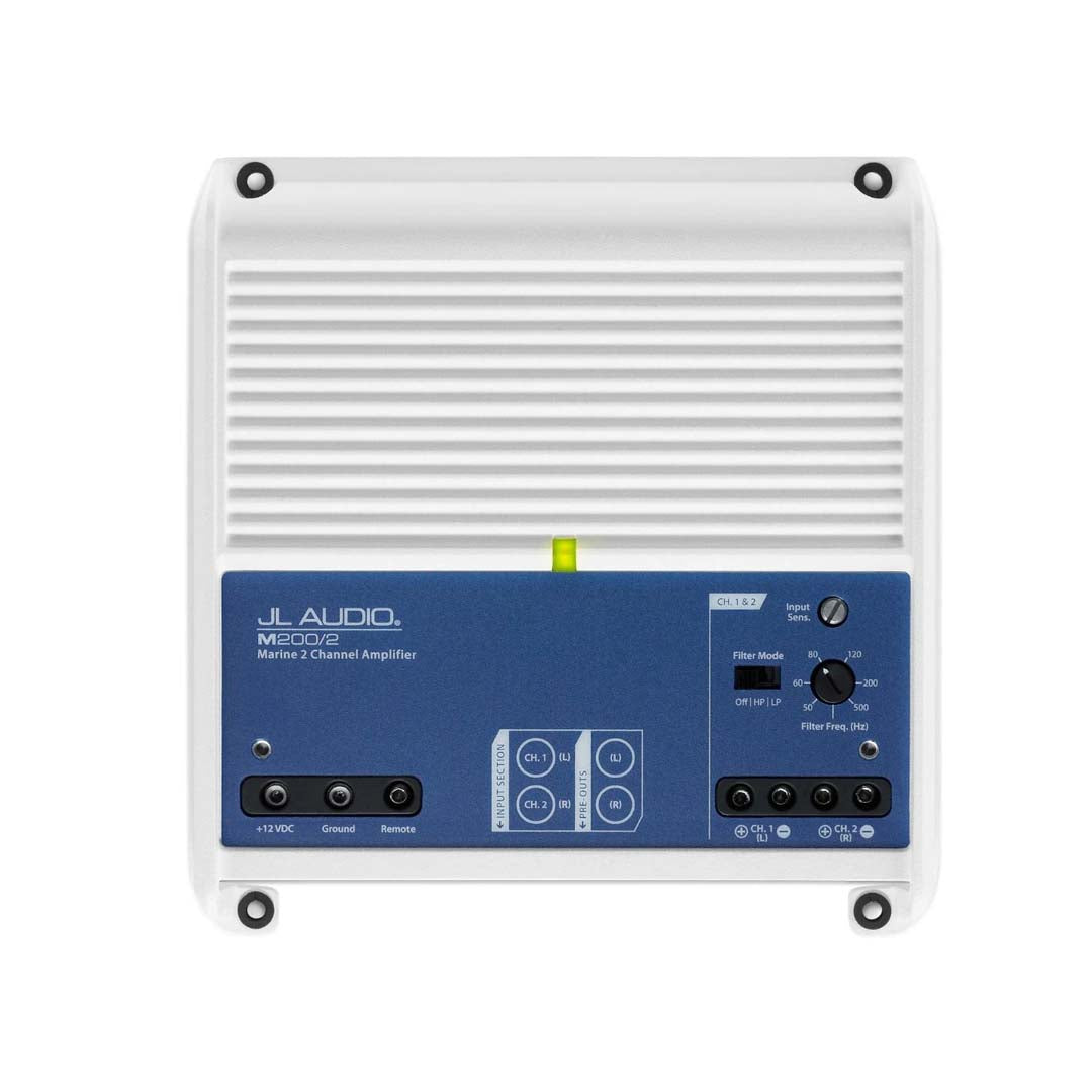 JL Audio M200/2 Marine Amplifier - M Series Class D 2-Channel Full Range Waterproof Boat Stereo System - Perfect for Boats, Yachts & Marine Audio Upgrades