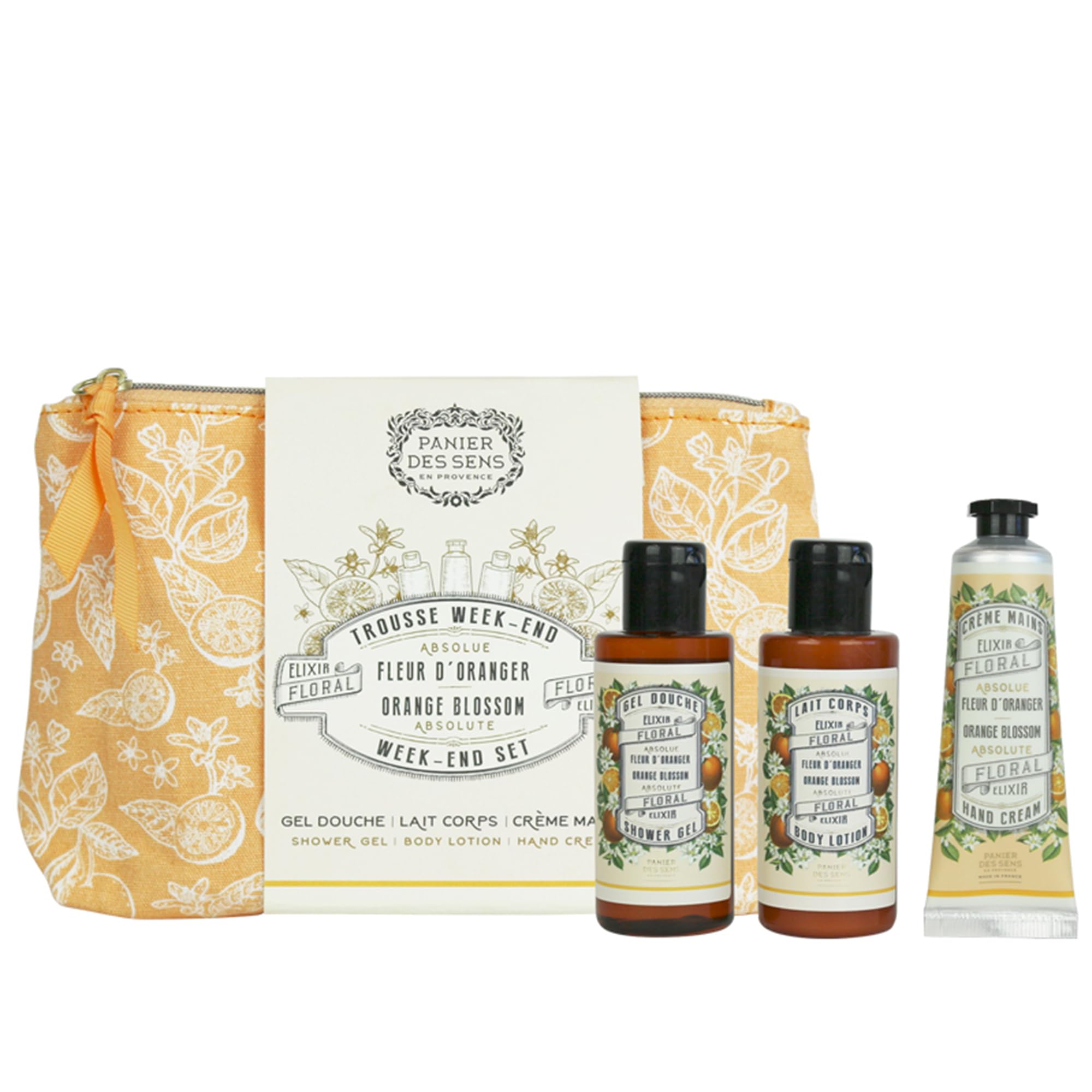 Panier des Sens Orange Blossom Gift Set for Women - 3-Piece Body Care Kit with Body Lotion, Shower Gel & Hand Cream - 96% Natural Ingredients - Perfect Birthday Gift, Self Care Present & Spa Day Essential for Her - Ideal for Relaxation, Pampering & Daily Skincare Routine