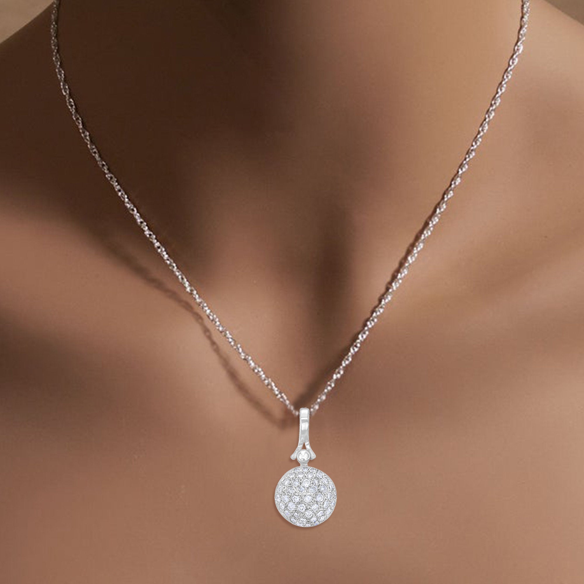 1 Carat Diamond Pave Pendant Necklace - 14K White Gold Sparkling Jewelry for Women - Perfect for Anniversaries, Weddings & Special Occasions