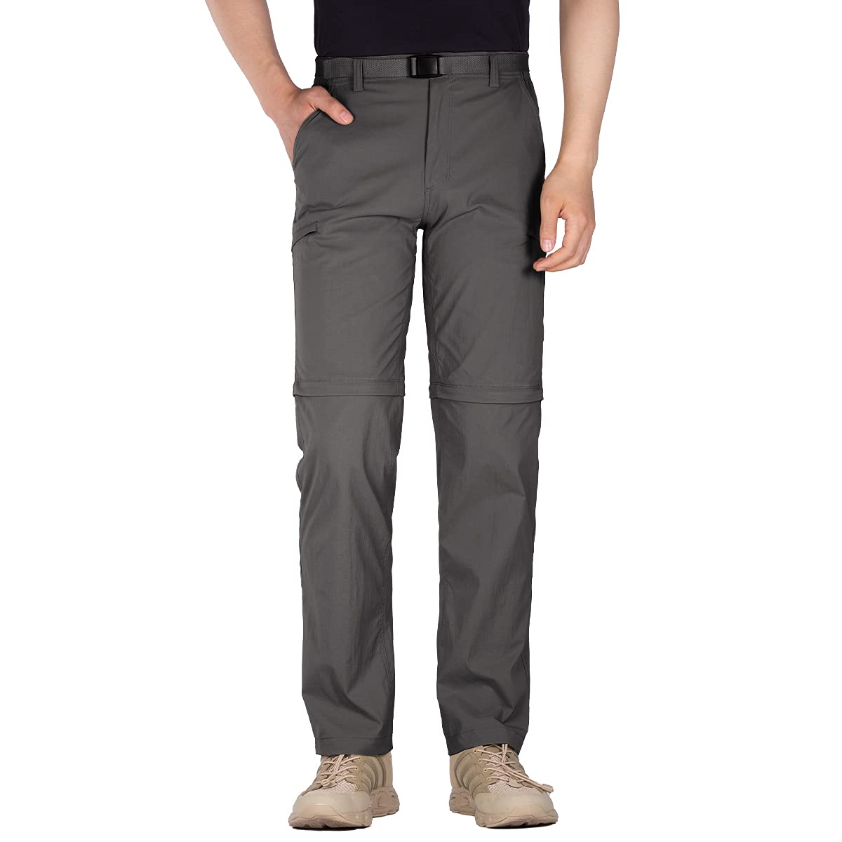 FREE SOLDIER Men's Outdoor Convertible Hiking Pants - Lightweight Quick-Dry Tactical Cargo Pants with Belt (Nylon Spandex) for Camping, Hiking & Outdoor Adventures