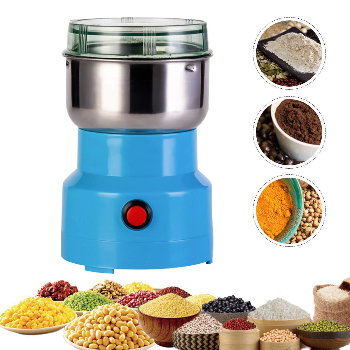 150W Electric Coffee Grinder for Beans, Nuts, Herbs & Grains - Portable Multifunction Grain Grinder for Home & Kitchen - Perfect for Espresso, Smoothies & Baking