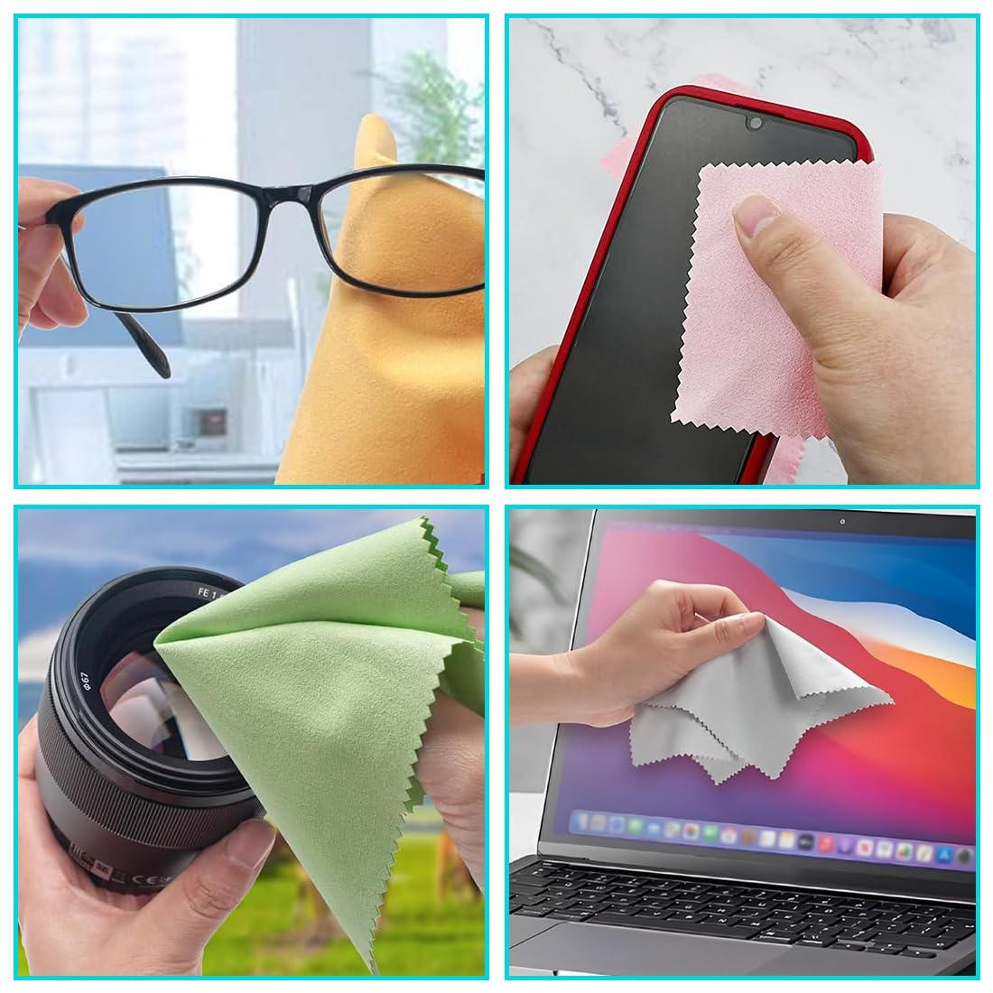Premium Microfiber Cleaning Cloths for Glasses, Phones, Laptops, Tablets & Camera Lenses - Ultra Soft, Lint-Free, Scratch-Resistant (5 Color Pack) - Perfect for Home, Office, Travel & Electronics Care