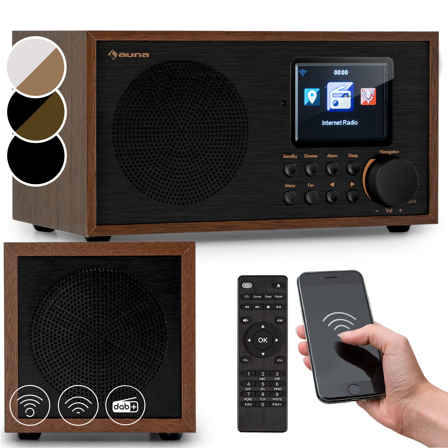 Auna Rechargeable DAB/FM Digital Radio with Bluetooth 5.0 | Portable Wireless Speaker with LCD Display | Streaming Support & Alarm Clock | 5-Hour Battery Life | Perfect for Bedroom, Kitchen, Office & Travel