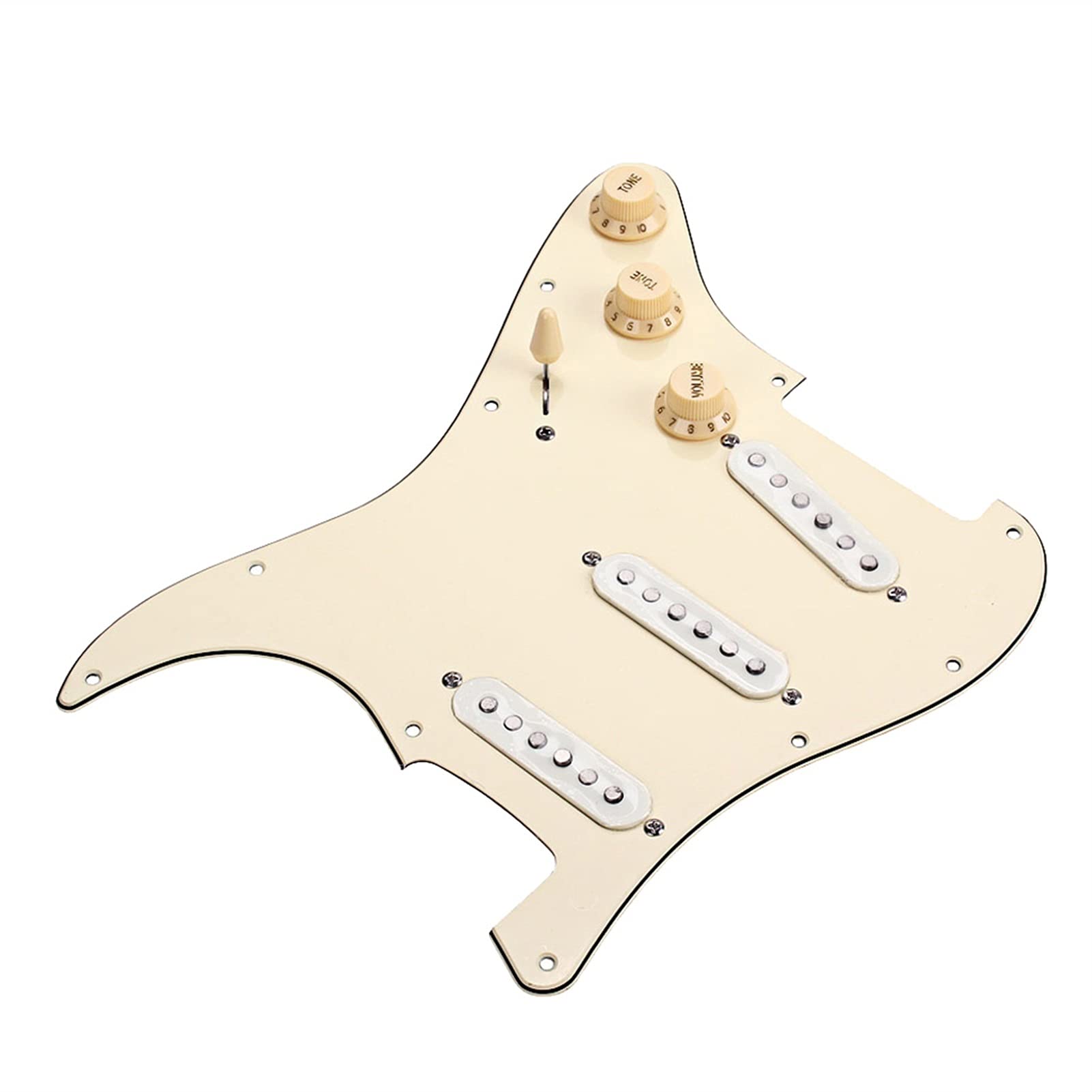 Prewired SSS Pickguard with Alnico V Single Coil Pickups - Complete Electric Guitar Pickup Set for Fender Stratocaster | Perfect for Upgrades & DIY Guitar Mods