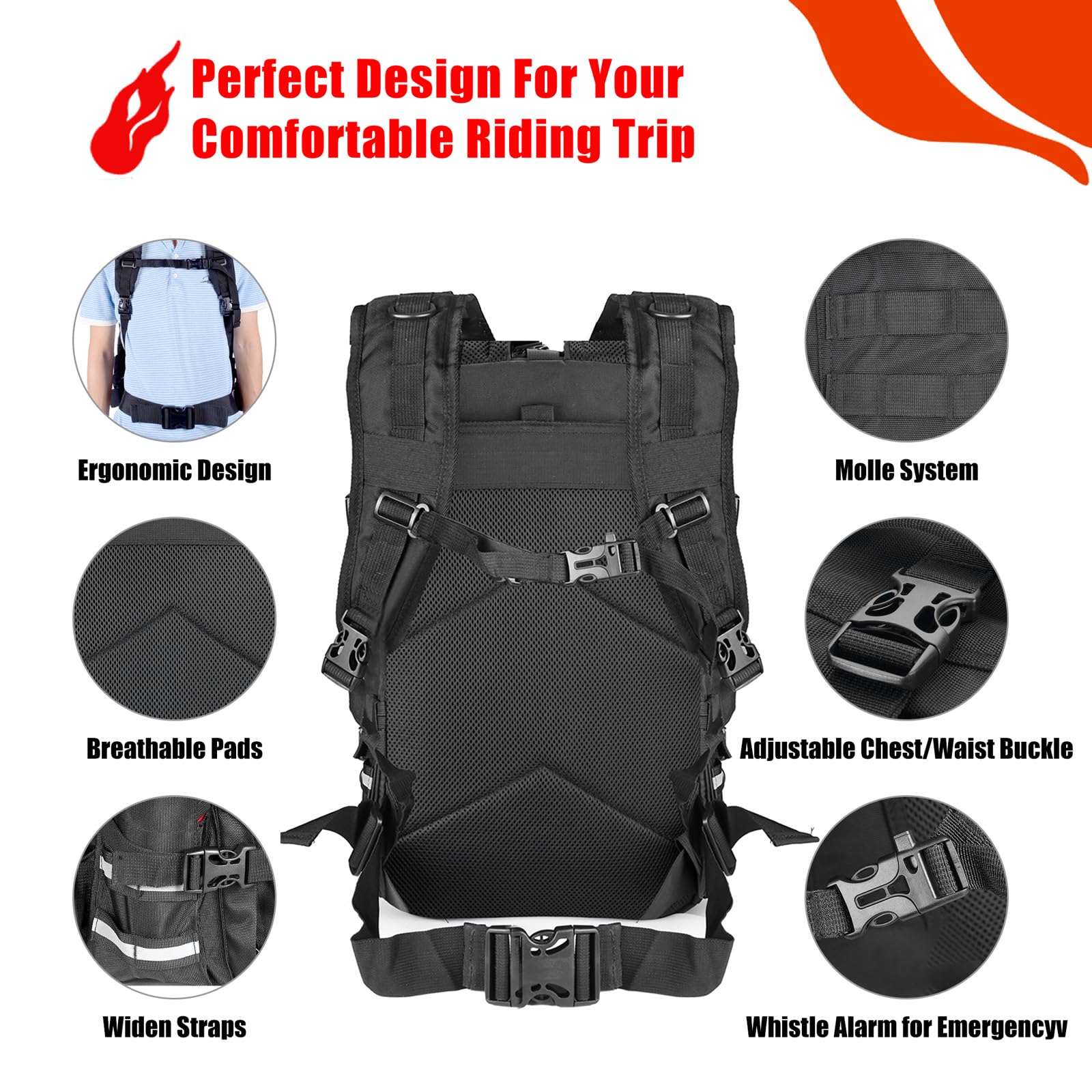 Goldfire Motorcycle Helmet Backpack - Large Capacity Tactical Molle Bag for ATV/UTV Riding, Cycling & Military Helmets - Waterproof Hiking & Outdoor Storage Backpack - Perfect for Motorcycle Rides, Tactical Missions & Adventure Travel