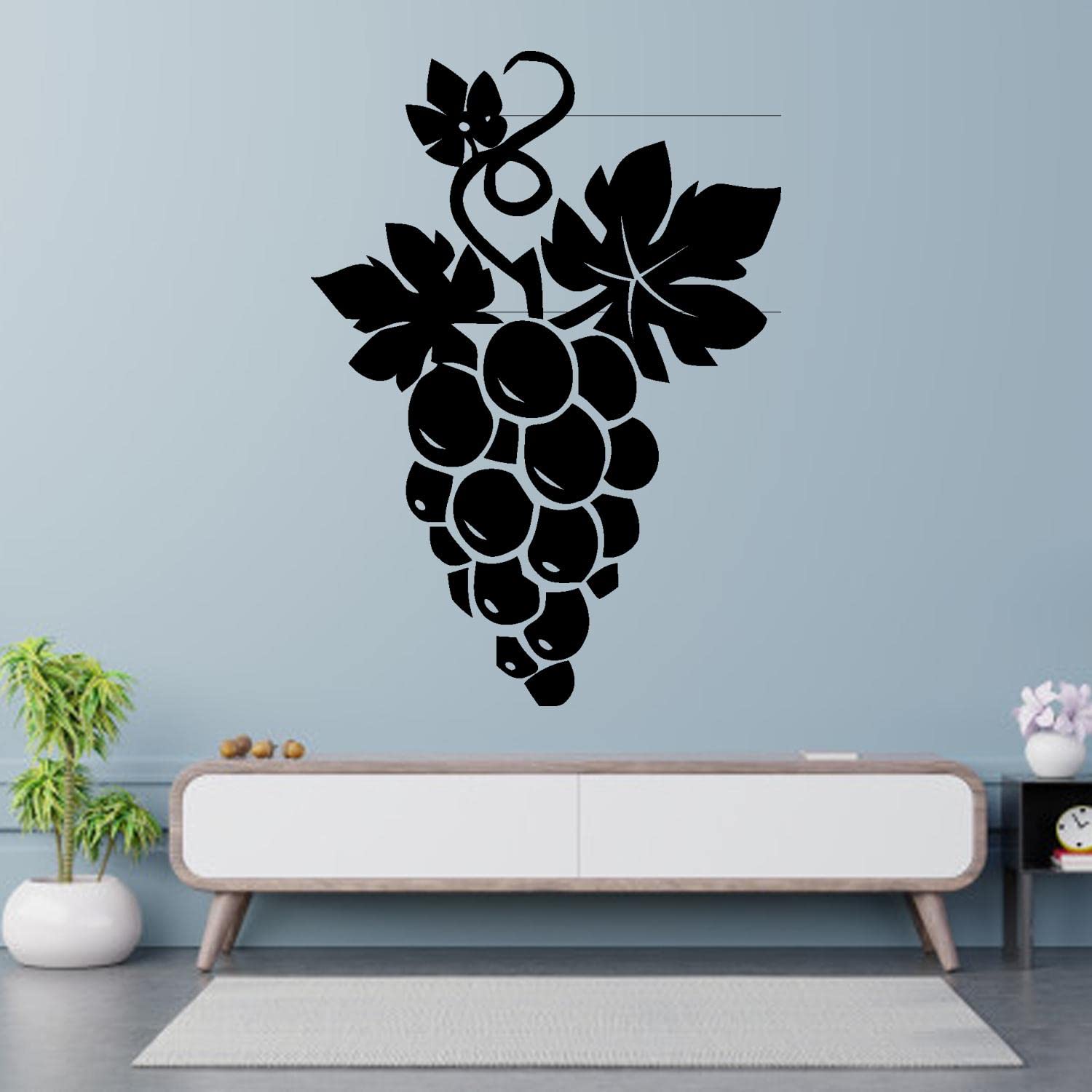 Grape Fruit Vine Wall Sticker - Vinyl Decal for Kitchen, Window, Door & Wine Storage - 22x22 Inch Custom Color Decoration - Perfect for Home, Living Room & Office Decor