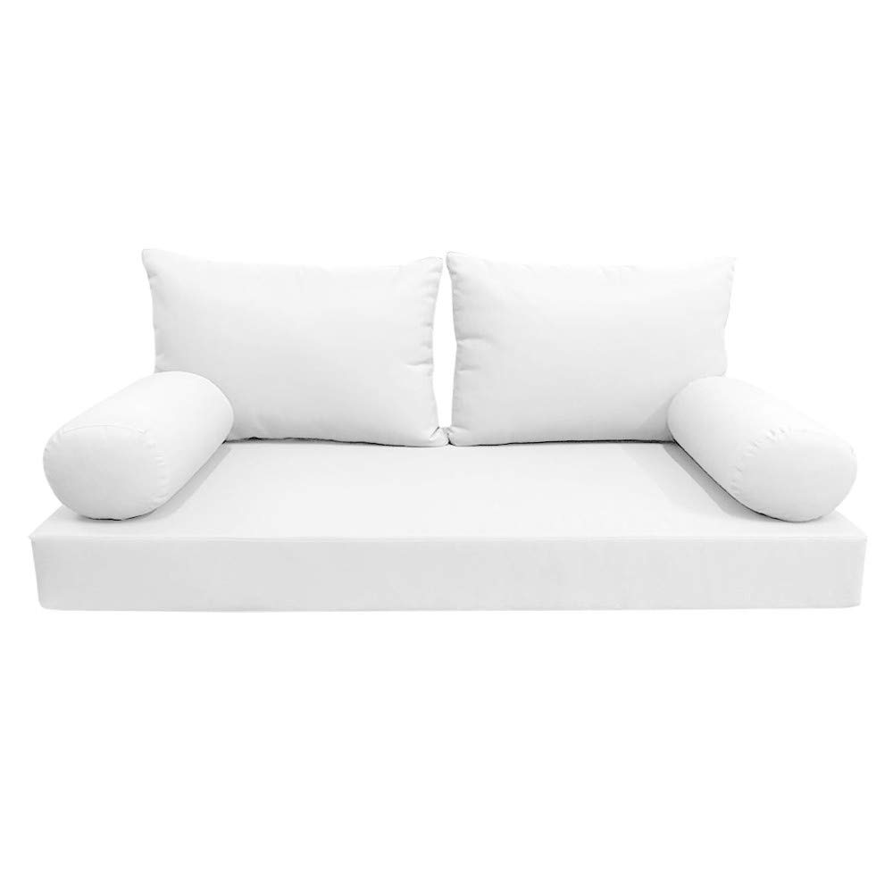 Outdoor Daybed Mattress Cover - Style 2 Bolster Back Pillow Slipcover with Knife Edge Design (Full Size AD106) - Perfect for Patio, Poolside & Garden Furniture Protection