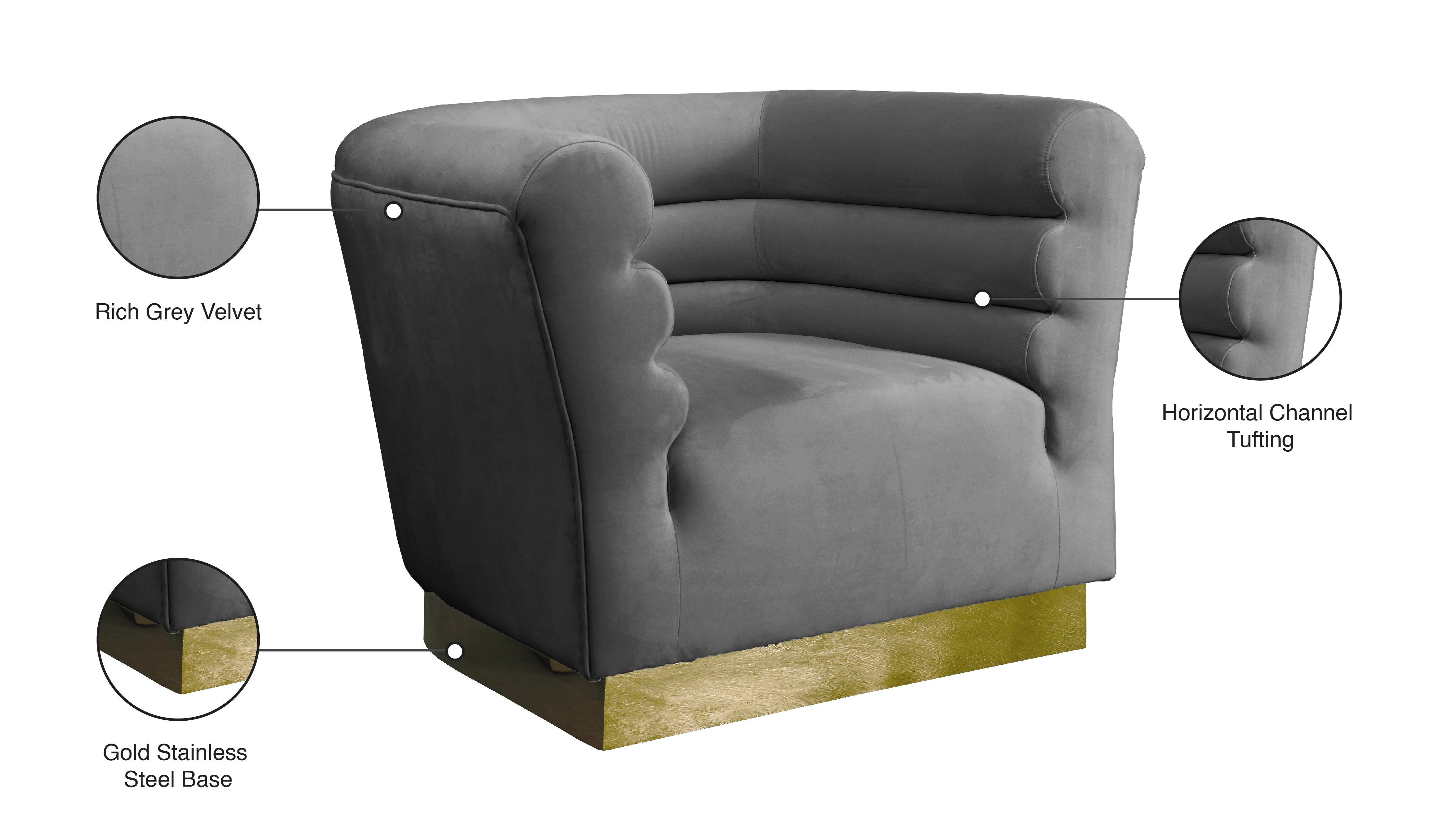 Bellini Velvet Chair - Modern Accent Armchair for Living Room, Bedroom & Office - Plush Upholstered Lounge Chair with Sturdy Metal Legs - Perfect for Home Decor, Reading Nook or Cozy Corner