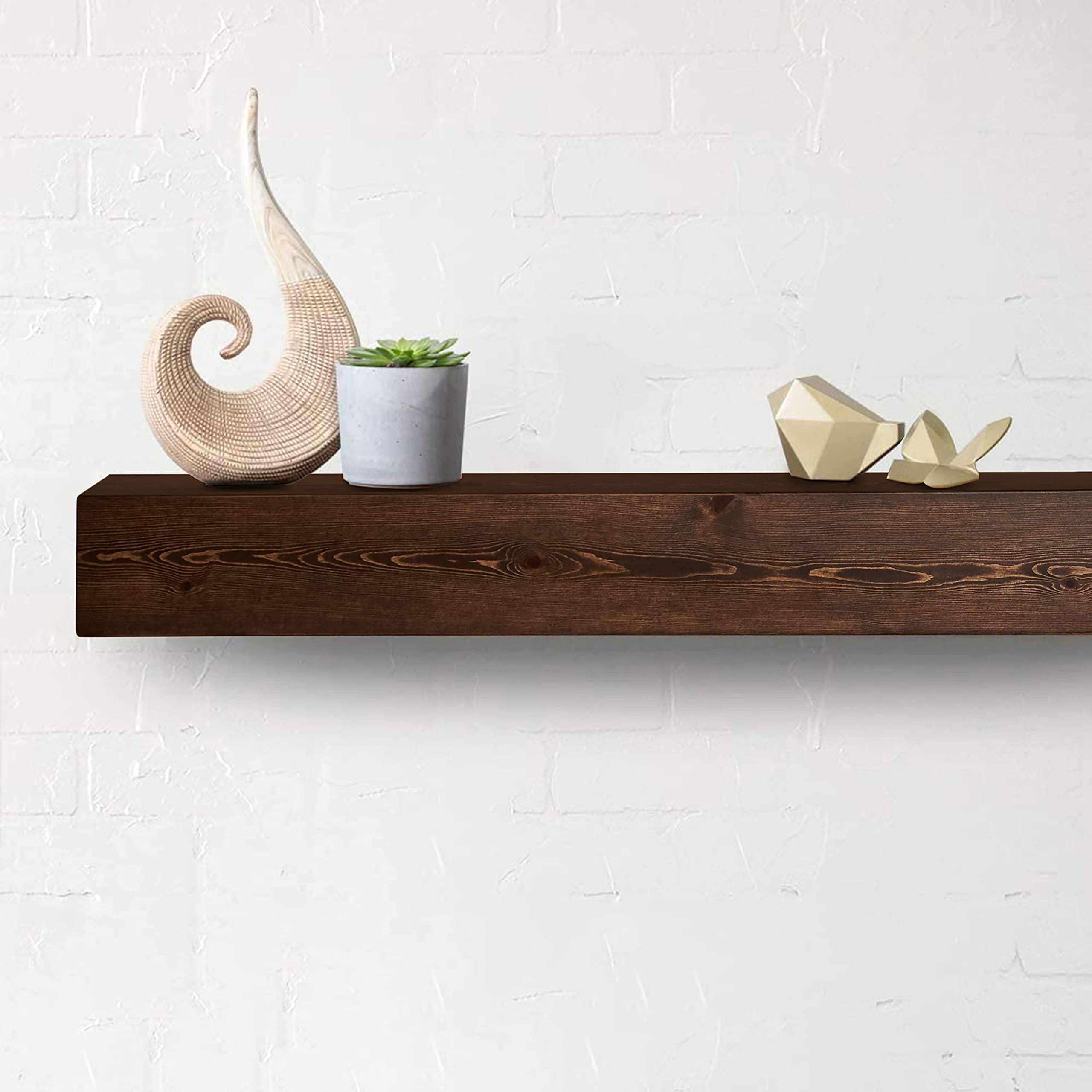 Luxe Surface Group Beam Wood Shou Sugi Ban Fireplace Shelf - 72-inch Dark Chocolate Solid Wood Mantelpiece with Water-Based Paint | Handmade Floating Cottage Shelf for Easy Installation | Perfect for Fireplace Decor, Living Room Accent & Rustic Home Design
