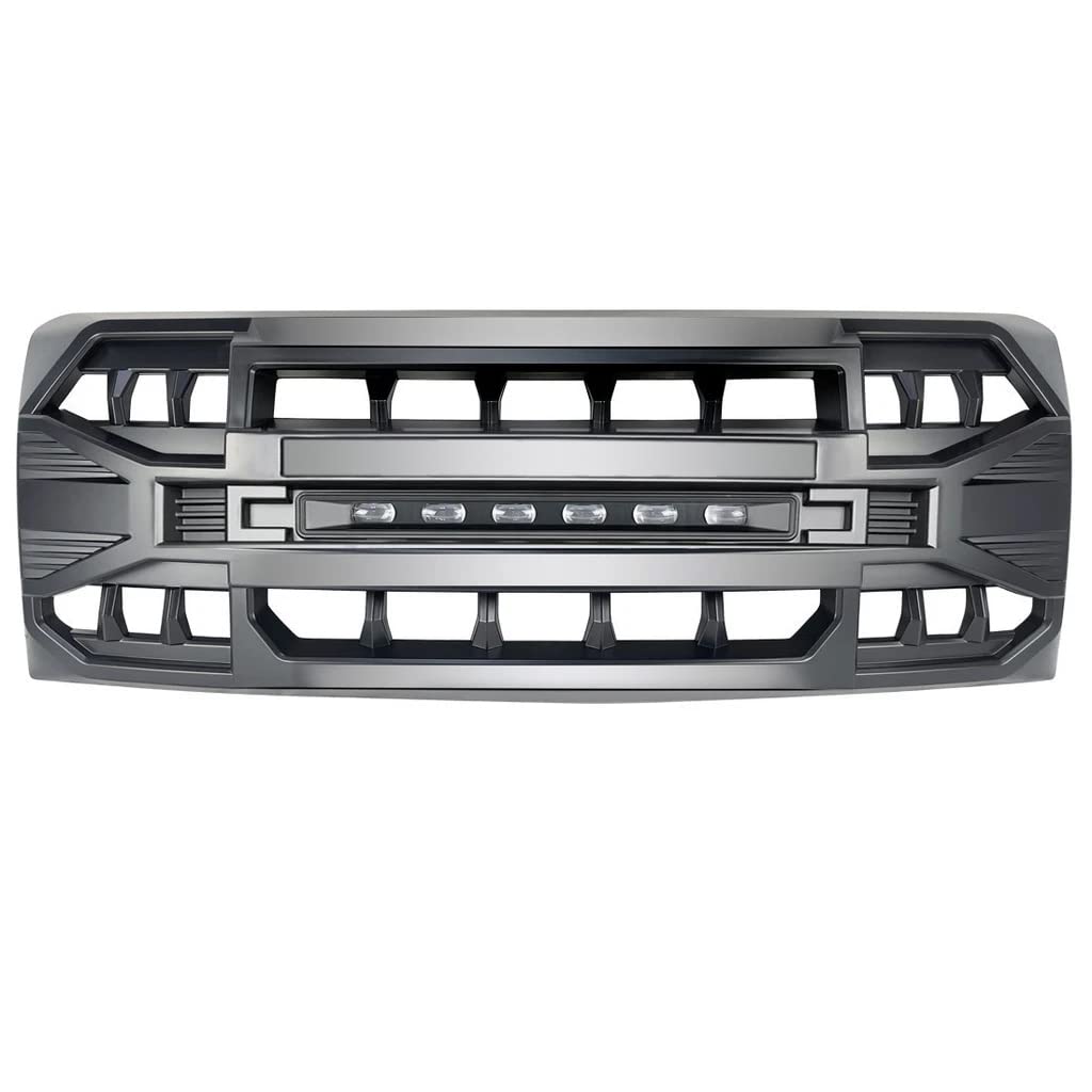 2009-2014 Ford F150 Matte Black Front Bumper Grille Replacement with Off-Road Lights | Heavy Duty Truck Accessory for Off-Roading & Daily Driving
