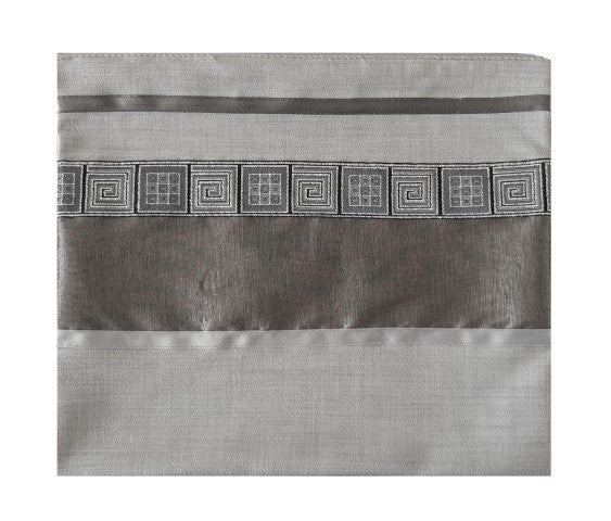 Elegant Gray Tallit with Geometric Design - Bar Mitzvah Prayer Shawl Set, Modern Jewish Tallis for Men - Perfect for Synagogue Services, Weddings & Religious Ceremonies