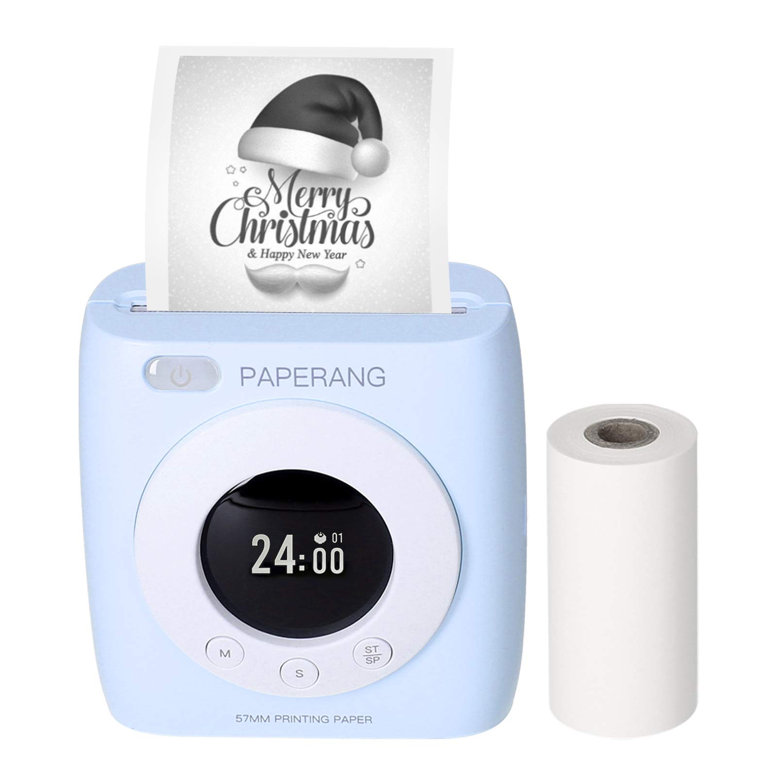 Aibesy Wireless Pocket Thermal Printer - Portable BT Mobile Printer 300dpi for Photos, Receipts, Labels & Stickers with Clock Function | Compatible with Android, iOS, Windows, Mac | Perfect for Home, Office & Travel Use
