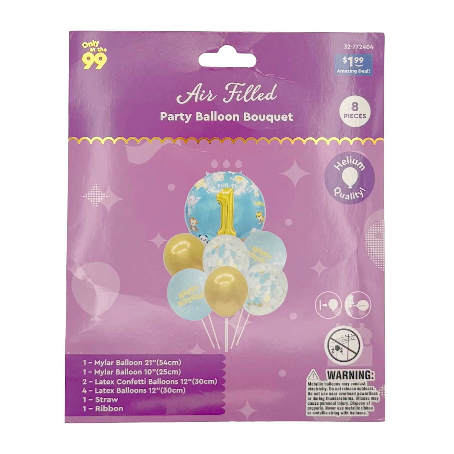 8-Piece Birthday Balloon Bouquet Set in Gift Bag - Perfect for Parties, Baby Showers & Anniversary Celebrations
