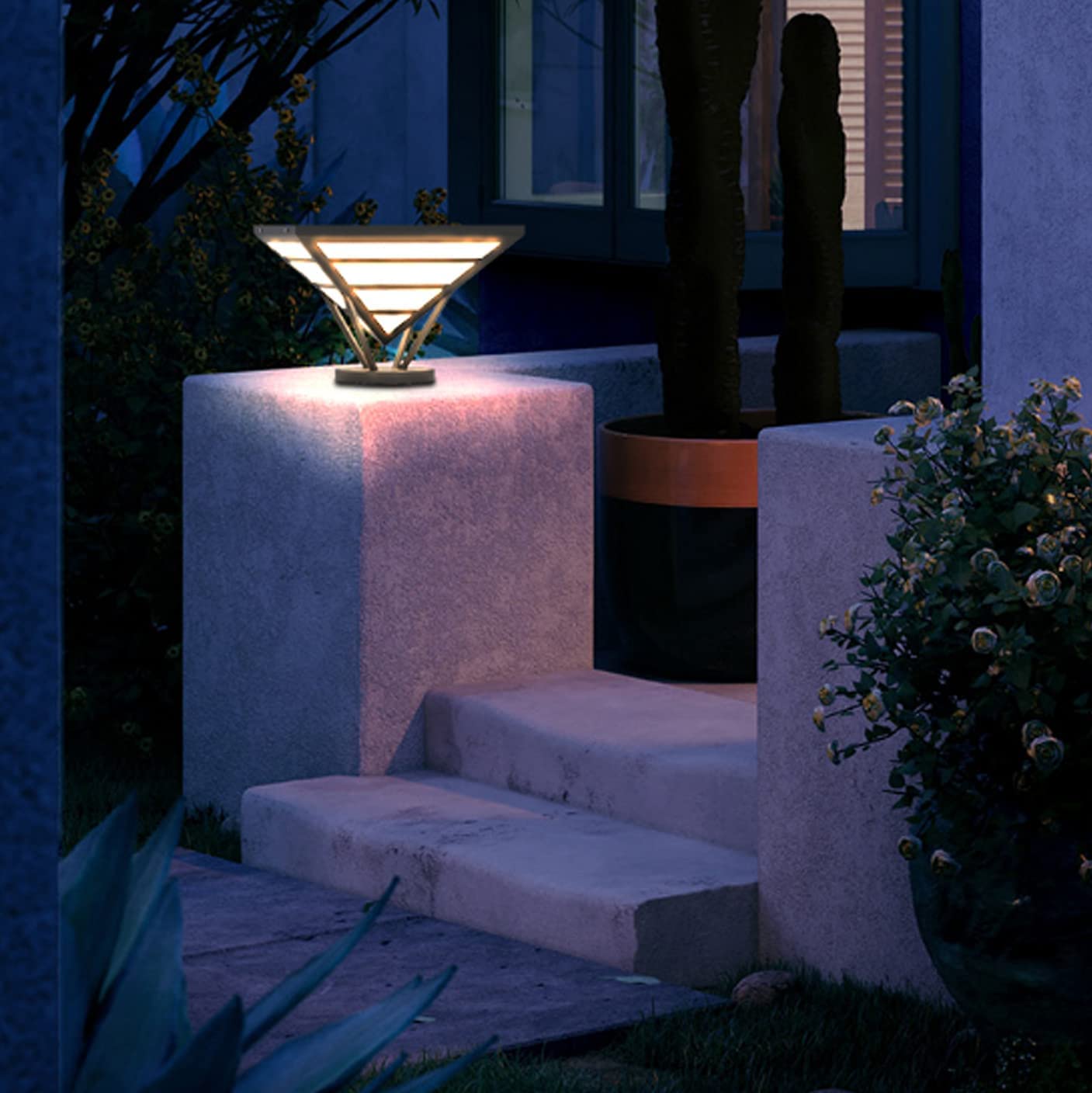 Modern Solar Deck Post Lights - IP65 Waterproof Aluminum LED Fence Lamp for Outdoor Garden, Lawn & Landscape Lighting | Perfect for Patio, Villa Entryway, Street & Column Decor