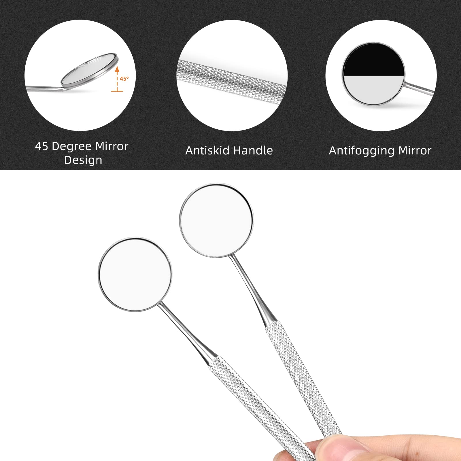 Stainless Steel Dental Mirror with Handle 6.5