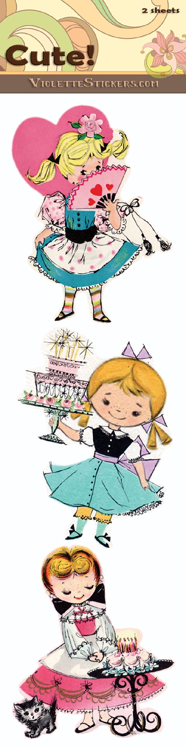 Adorable Greeting Card Stickers for Girls - Perfect for Scrapbooking, DIY Crafts, and Gift Wrapping