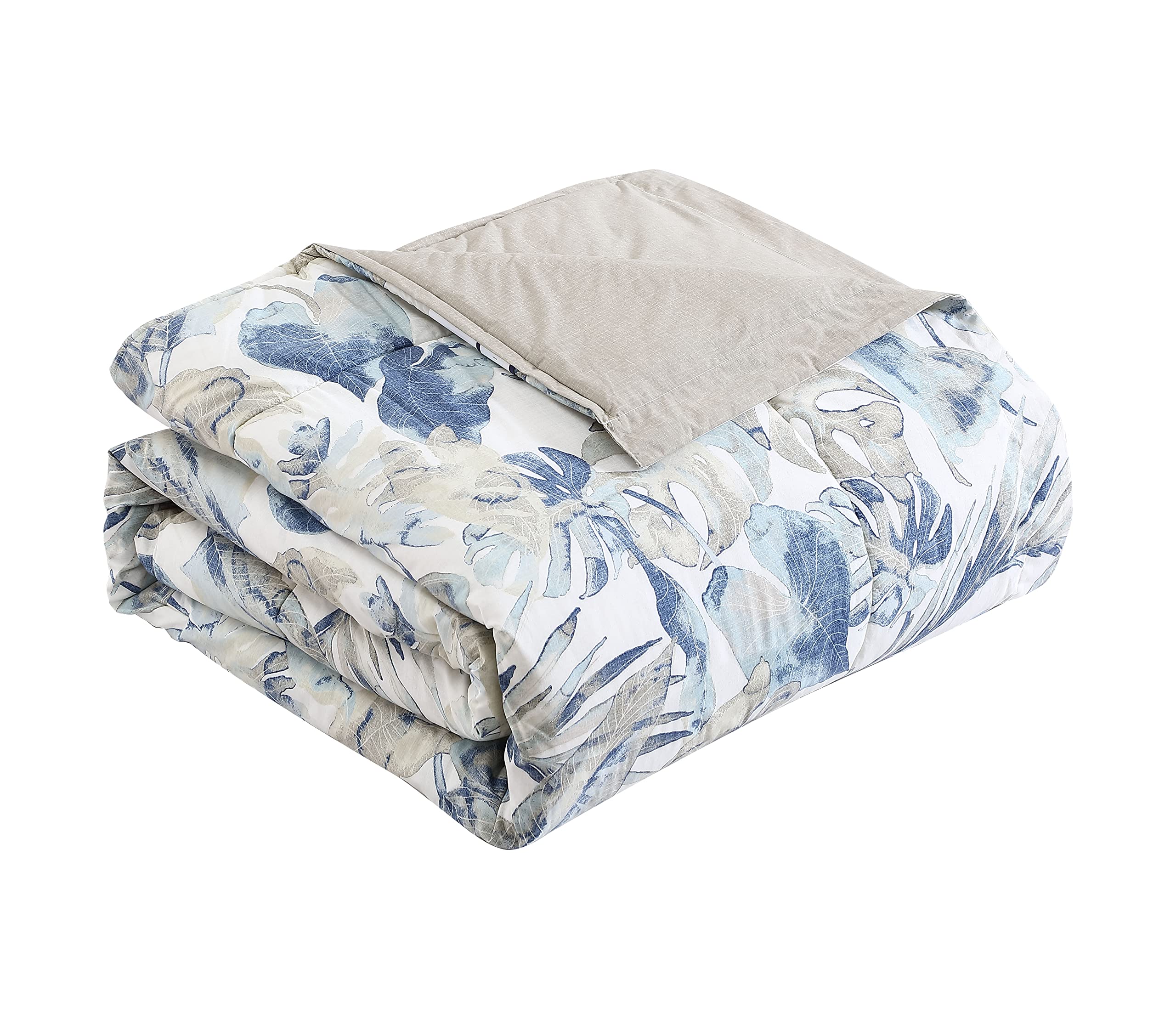 Tommy Bahama Queen Comforter Set - 100% Cotton Reversible Bedding with Matching Shams & Bedskirt | Ultra Soft Luxury Bedding for Master Bedroom (Raw Coast Blue, Queen Size) | Perfect for Coastal & Beach House Decor