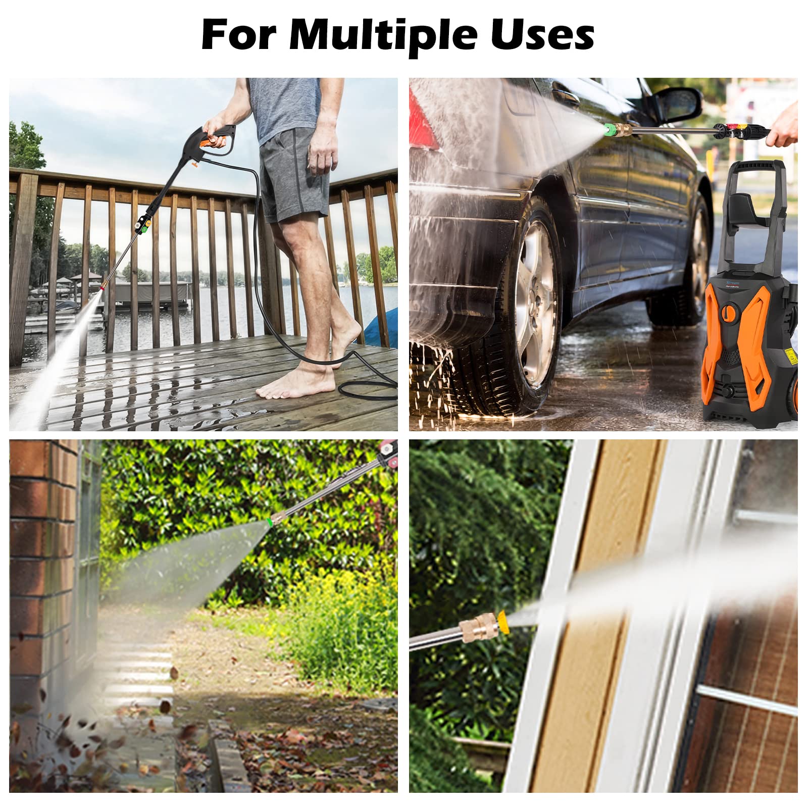 Fazil 4000 PSI 2.8 GPM Electric Pressure Washer with 5 Quick Connect Spray Nozzles - Powerful Power Washer for Cleaning Cars, Floors, Walls, Driveways, Outdoor Furniture, Patios & Gardens - Ideal for Home, Garage, and Commercial Use