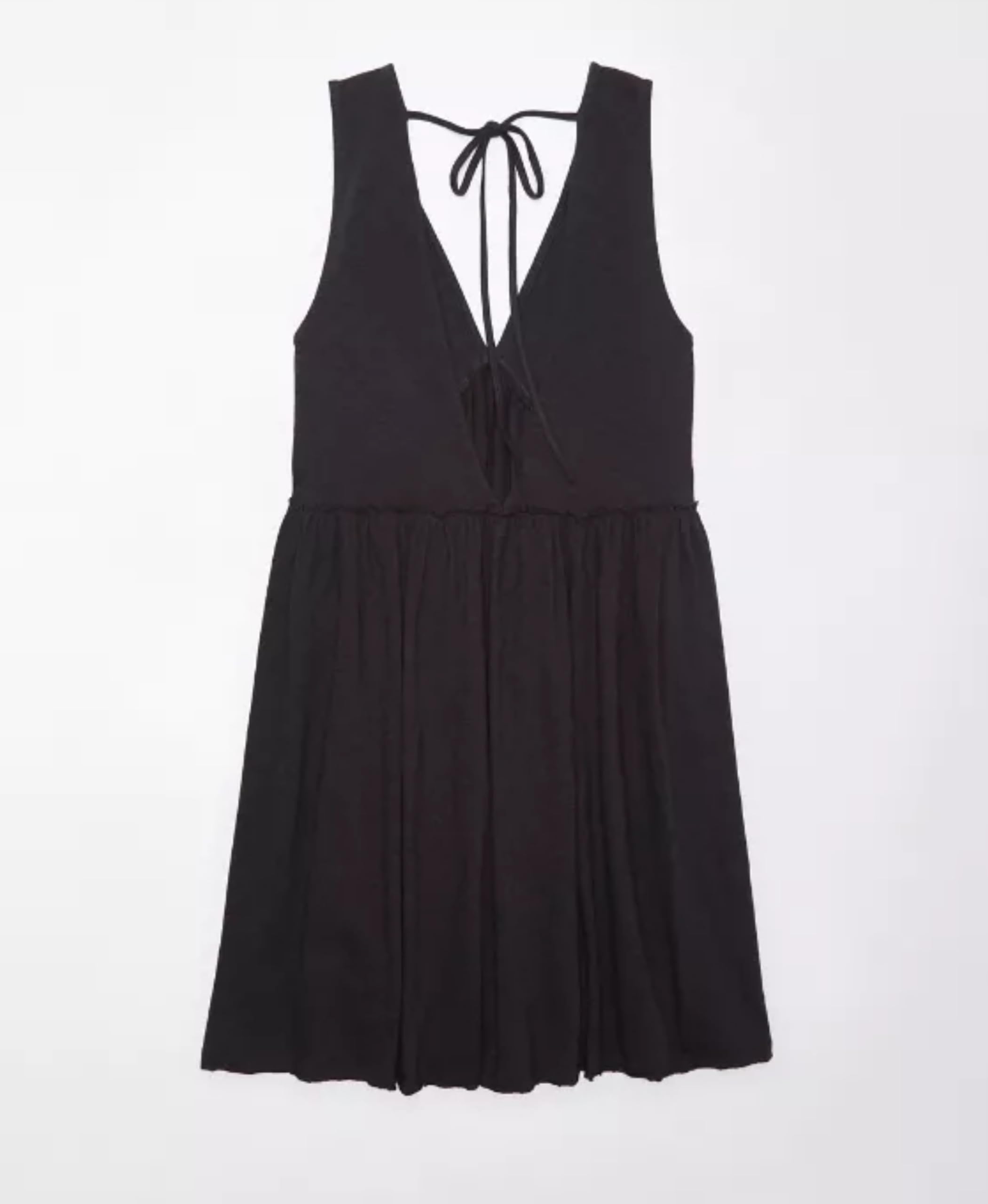Women's Casual Sleeveless Mini Dress - Loose Fit V Neck Backless Pleated Short Tank Sundress with Pockets (Black, XL) | Perfect for Summer Outings, Beach Vacations & Casual Wear