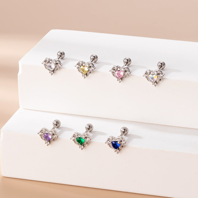 20G Cartilage Heart Stud Earrings - Surgical Steel Flat Back Earrings for Women | Hypoallergenic, Comfortable Everyday Wear | Perfect for Valentine's Day, Anniversary Gifts & Daily Fashion Accessories