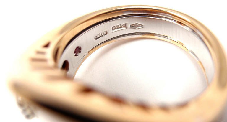 Authentic Roberto Coin 18k Rose Gold Saddle Stirrup Diamond Enamel Ring for Women - Elegant Jewelry Gift for Wedding, Anniversary & Special Occasions