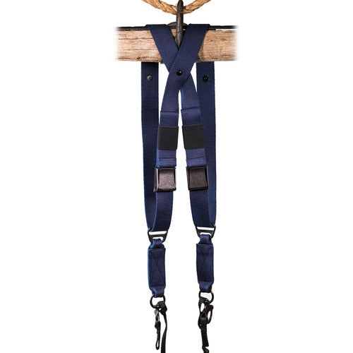 HoldFast Gear MoneyMaker Two Camera Harness - Navy Cotton Canvas Strap for Photographers - Perfect for Outdoor, Wedding, and Event Photography