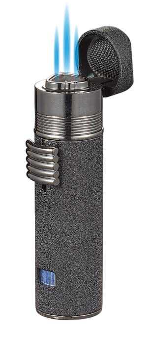 Visol Saddle Triple Torch Lighter - Black Matte Windproof Butane Lighter for Cigars, Outdoor Camping & BBQ (3 Flame Jet Torch)