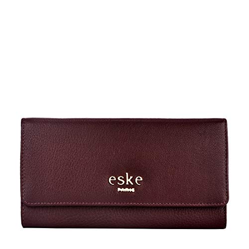 Eské Klara Genuine Leather RFID Blocking Trifold Wallet for Women & Men - Compact Travel Wallet with Card Slots, Coin Pocket & Bill Compartment - Perfect for Everyday Use, Business & Vacation