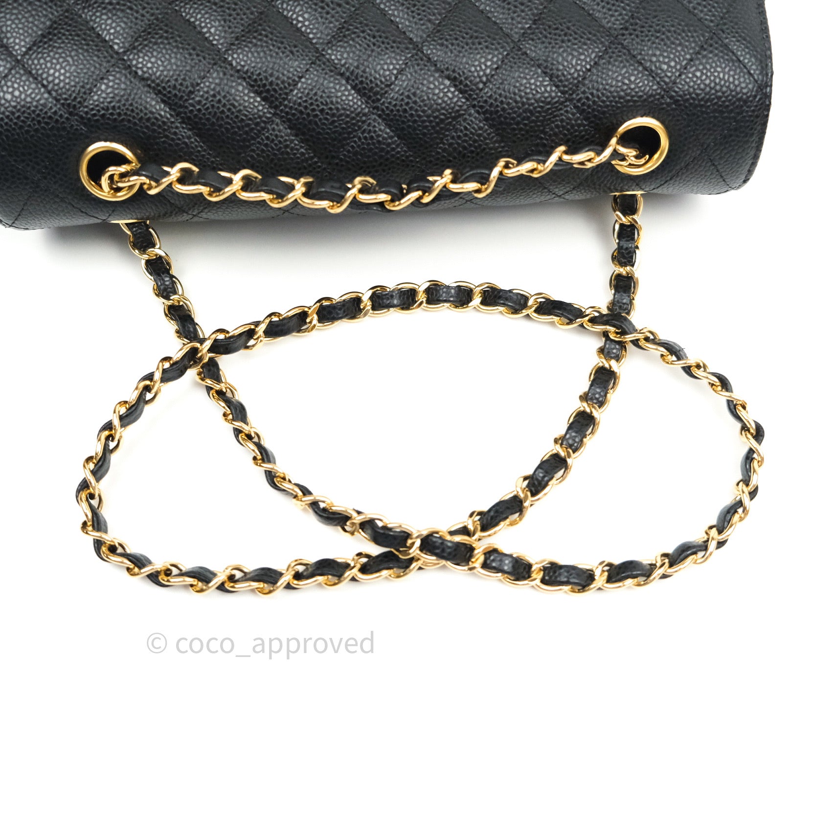 Chanel Classic Medium Double Flap Bag Black Caviar Leather with Gold Hardware - Luxury Designer Handbag for Women, Perfect for Work, Evening & Special Occasions