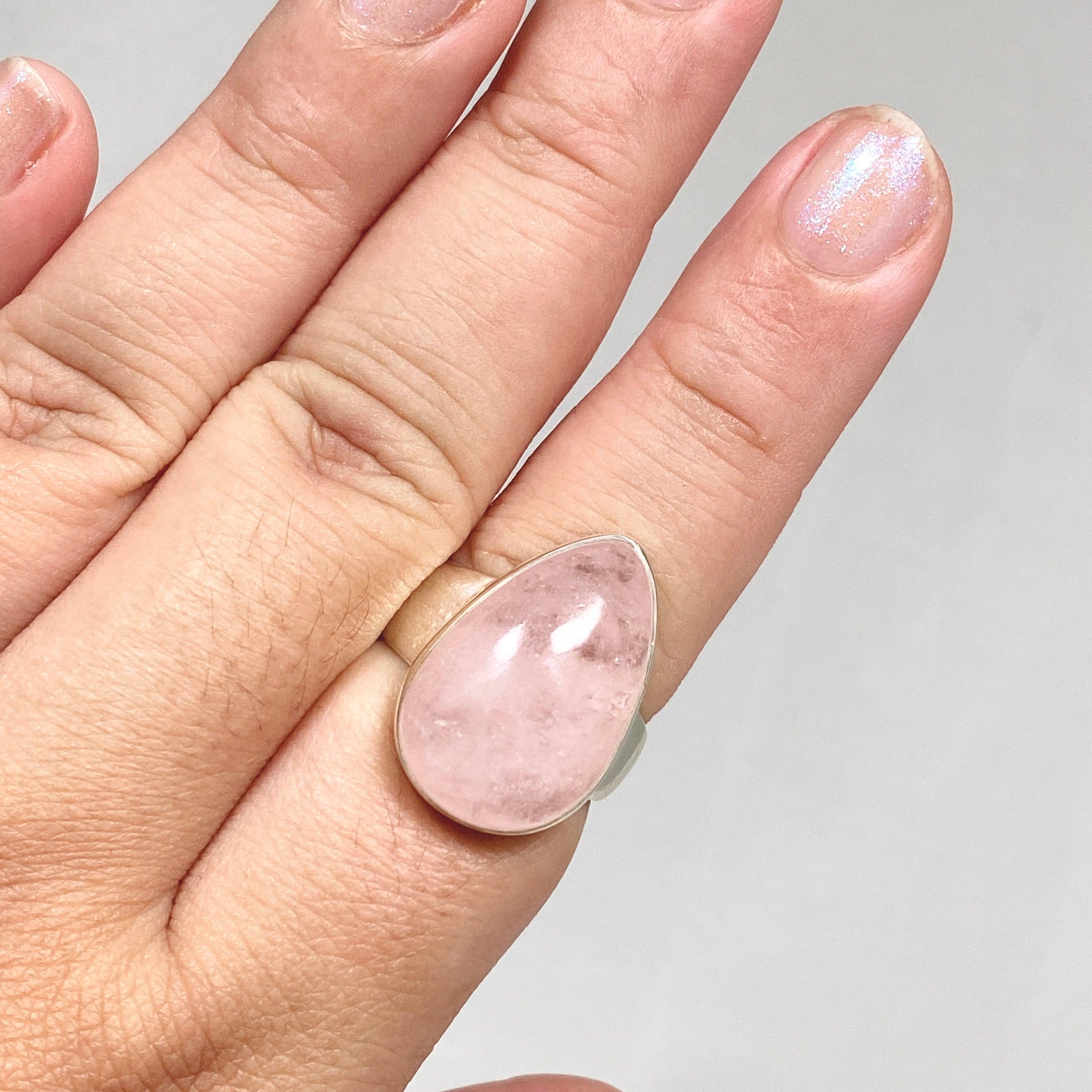 Morganite Teardrop Ring for Women - Size 10 - 14K Rose Gold Engagement Ring - KRGJ3161 - Perfect for Valentine's Day, Anniversary & Proposal Gifts
