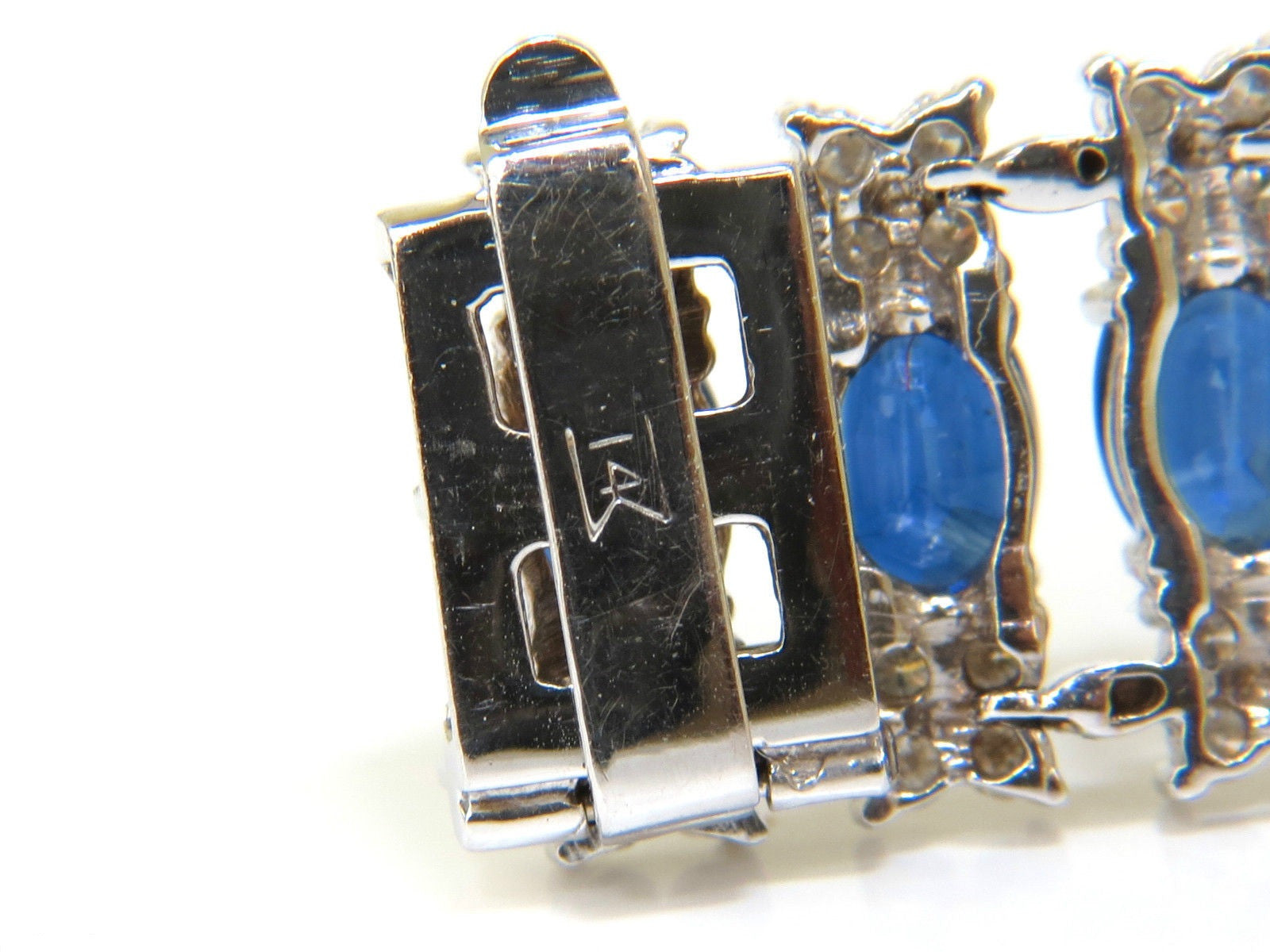 33.75CT Natural Blue Sapphire & Diamond 3-Row Wide Cuff Bracelet for Women - Elegant Jewelry Gift for Weddings, Anniversaries & Special Occasions