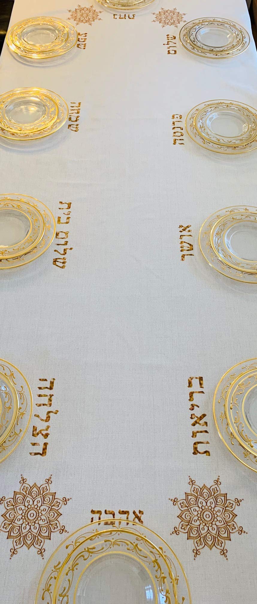 Elegant Jewish Blessings Ivory Tablecloth (55