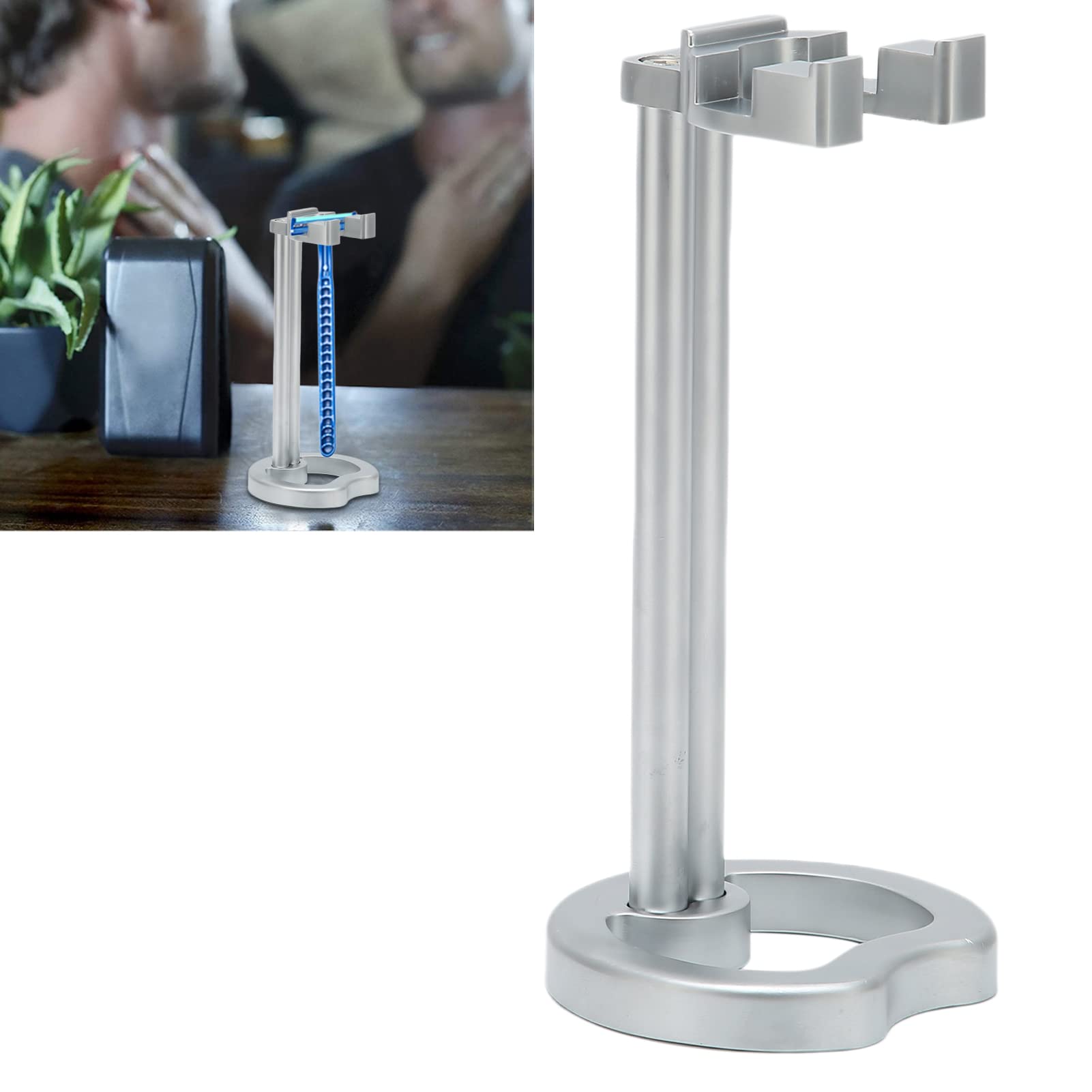 Stainless Steel Safety Razor Stand & Shaving Brush Holder - Universal Razor Stand for Men with Modern Design, Simple & Practical - Perfect for Bathroom Storage & Grooming Accessories Organization
