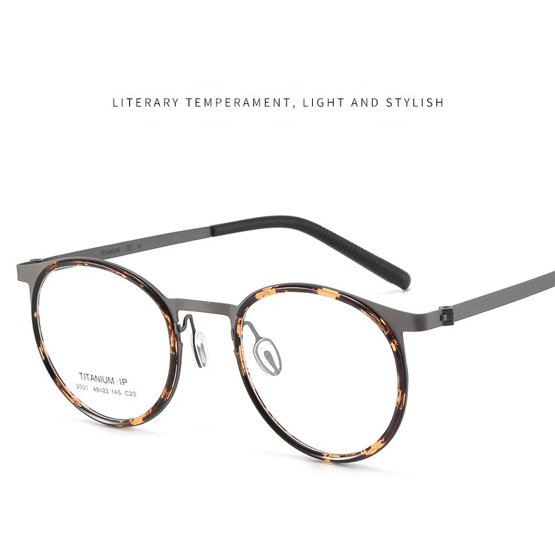Bclear Women's Full Rim Round Titanium Eyeglasses L2001 - Lightweight & Durable Eyewear for Work, Reading & Fashion